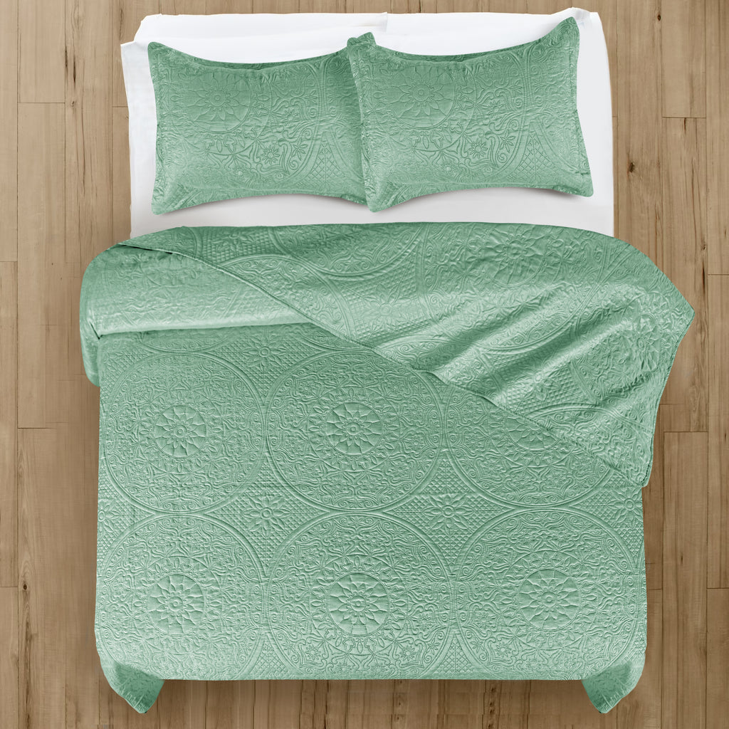 Floral Quilted Microfiber Bedspread