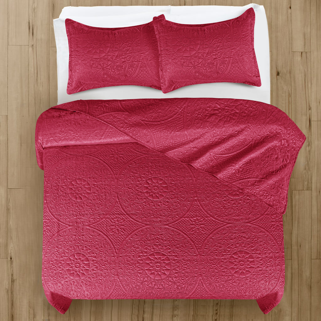 Floral Quilted Microfiber Bedspread