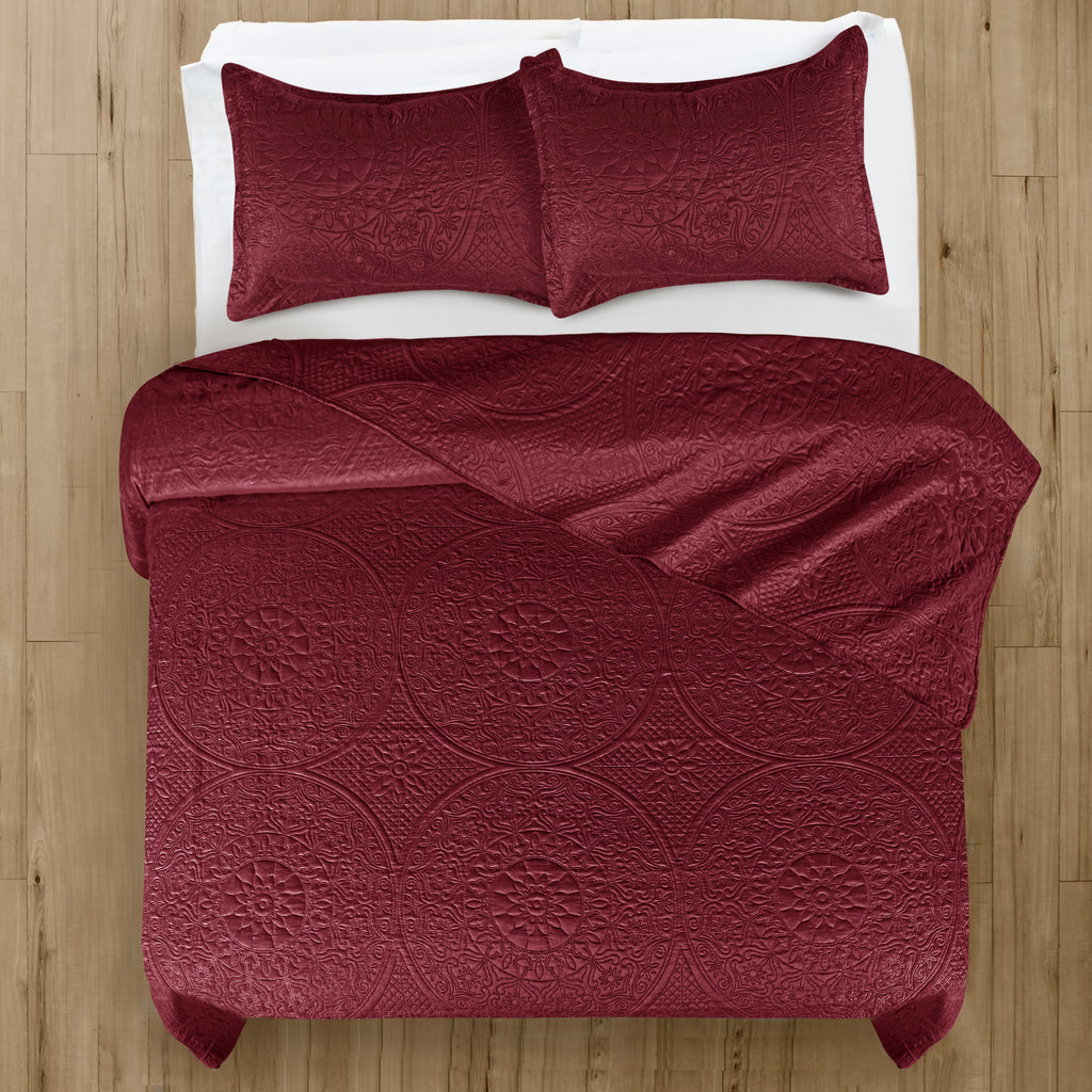 Floral Quilted Microfiber Bedspread