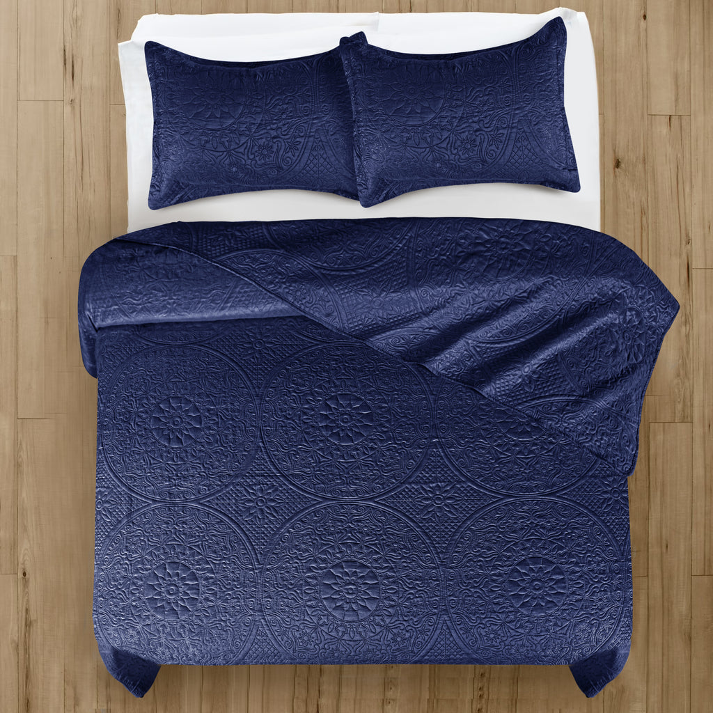 Floral Quilted Microfiber Bedspread