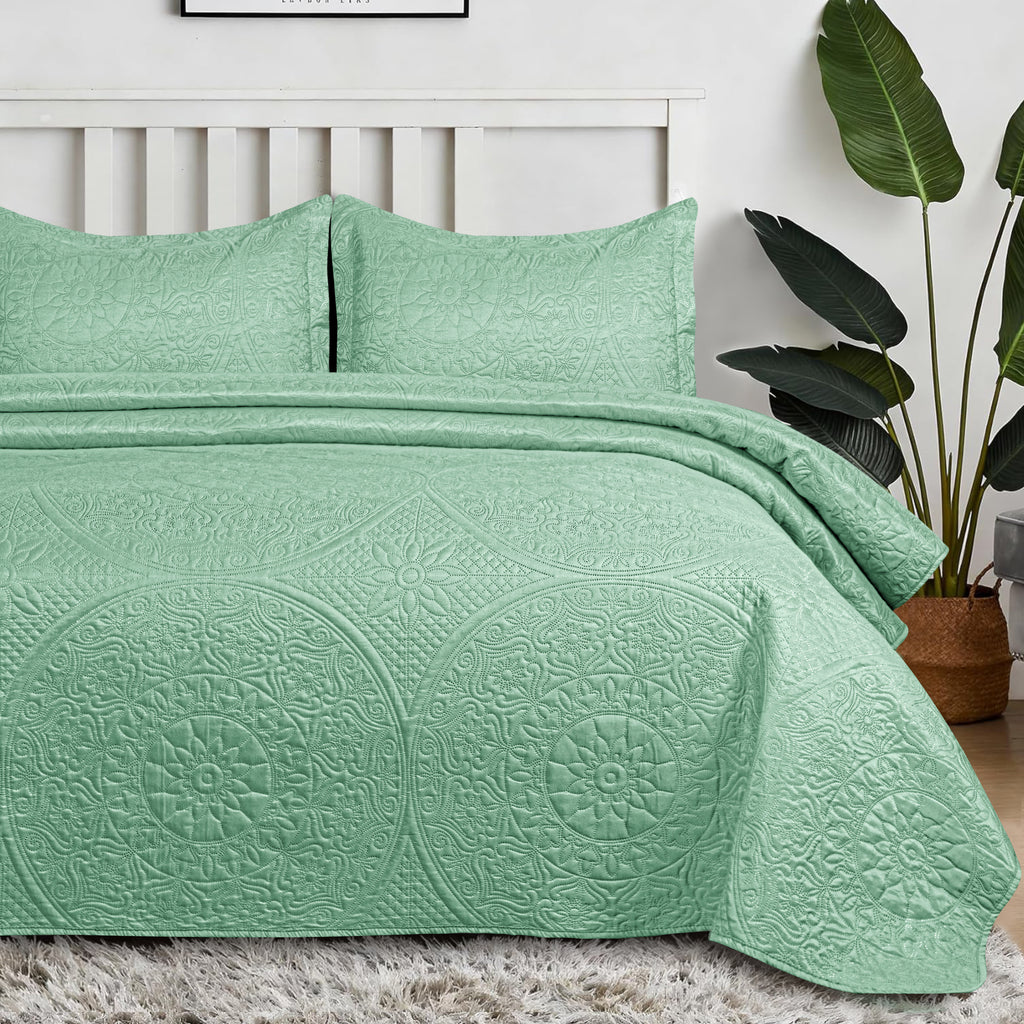 Floral Quilted Microfiber Bedspread