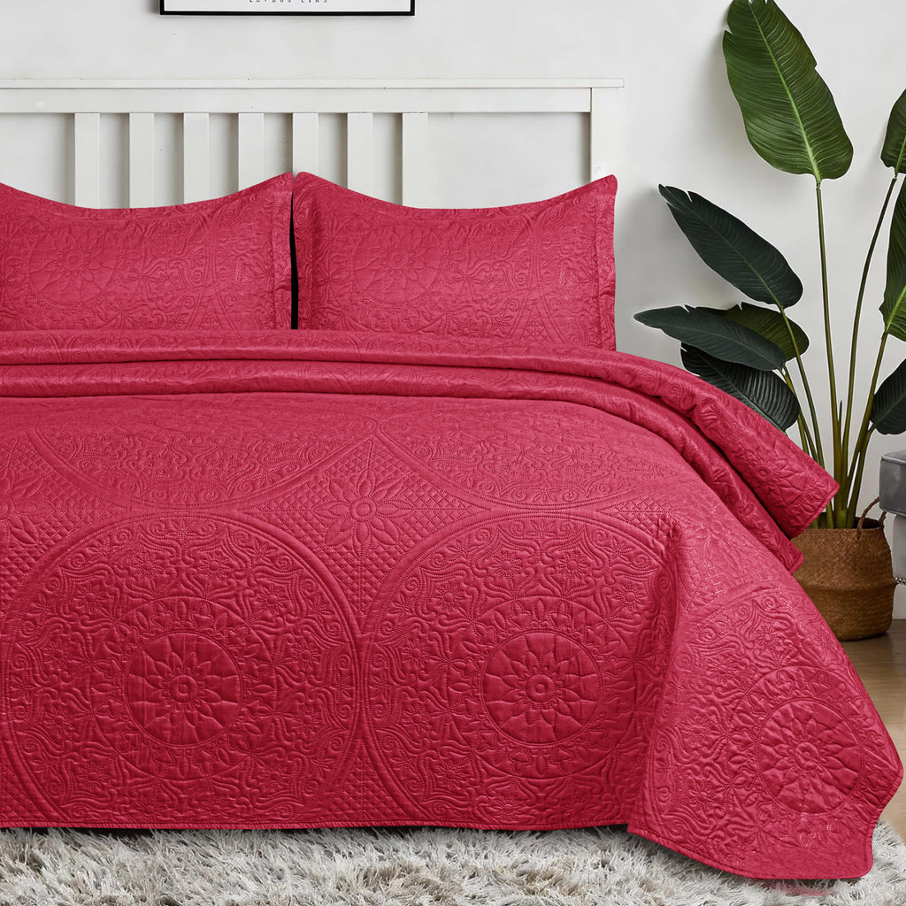 Floral Quilted Microfiber Bedspread