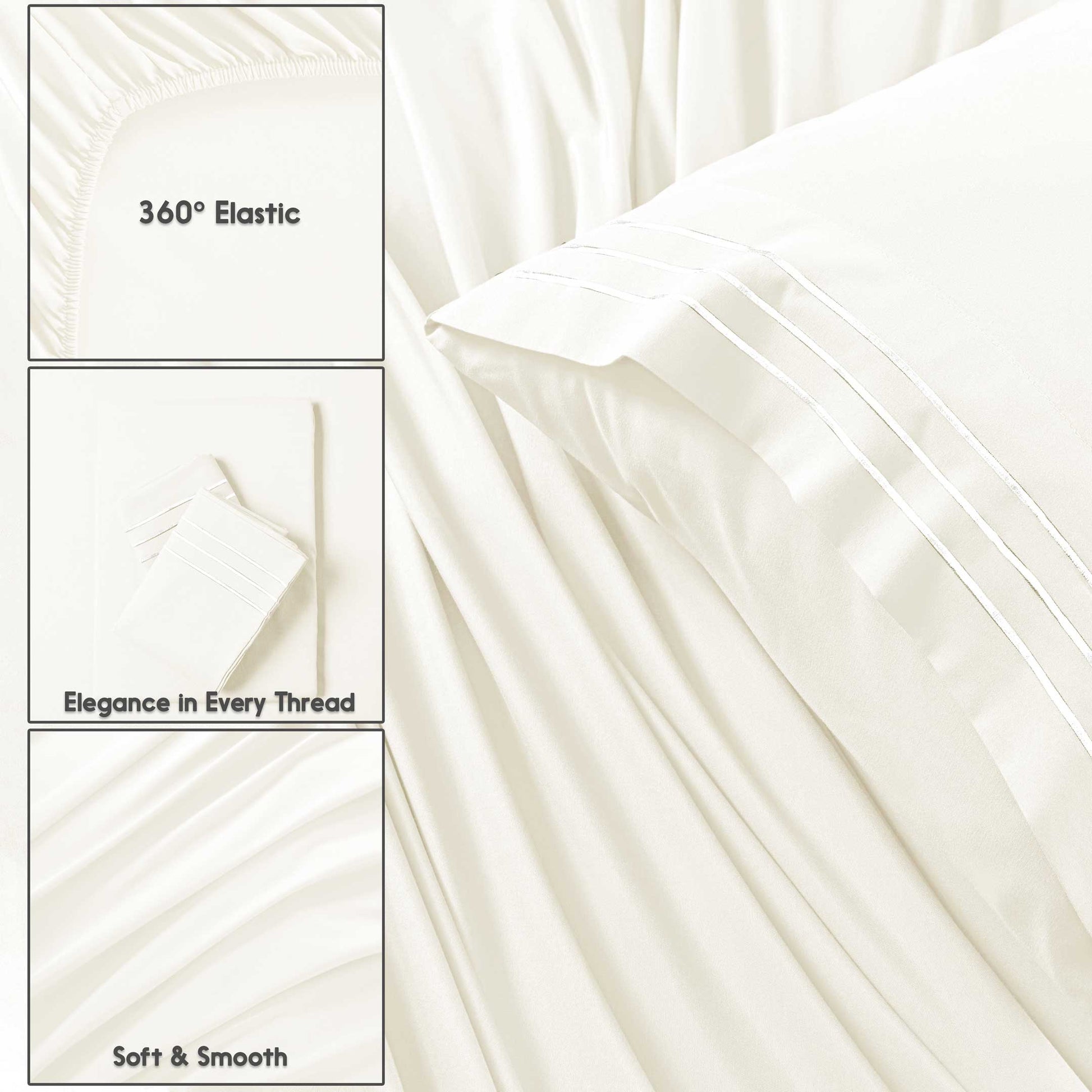 Premium Full Size Sheet Set – 6 Piece Set: 2 Baratta-Stitched Pillowcases, 2 Plain Pillowcases, 1 Deep Pocket Fitted Sheet, 1 Flat Sheet – Breathable, Fade Resistant