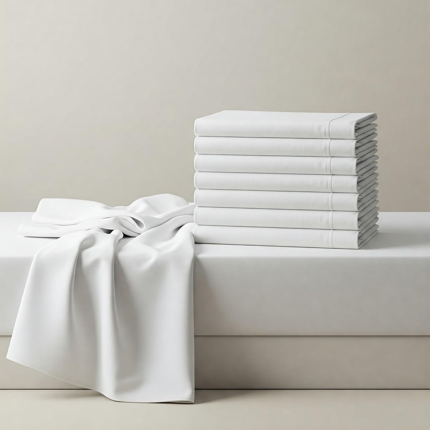 White Fitted Sheets Full Size Bulk 12 Pack – Soft Brushed Microfiber Bottom Sheets, Deep Pocket, No-Pop Off Elastic, Hotel Quality, Shrink & Fade Resistant, Easy Care Machine Washable