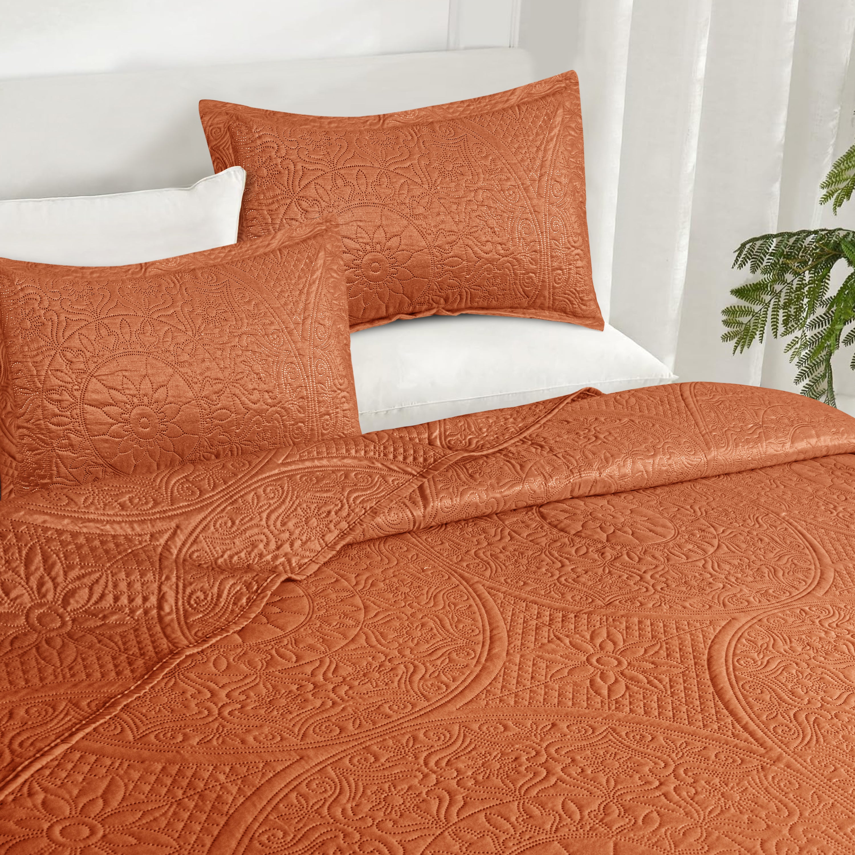 Floral Quilted Microfiber Bedspread