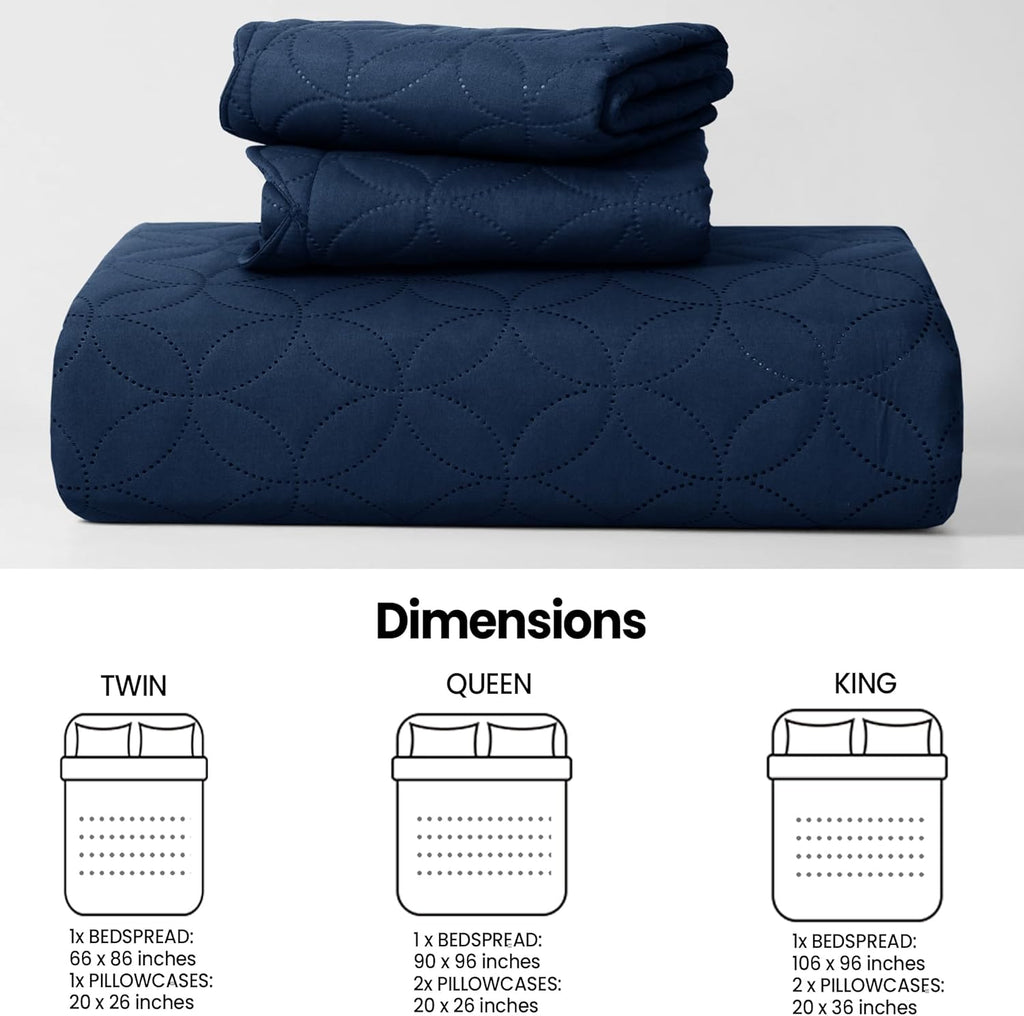 Twin Quilt Set - Lightweight Microfiber Twin Size Summer Bedspread - Modern Style Coin Pattern Soft Ultrasonic Coverlet Quilts Bedding Set for All Season, 2 Piece (1 Quilt, 1 Pillow Sham)