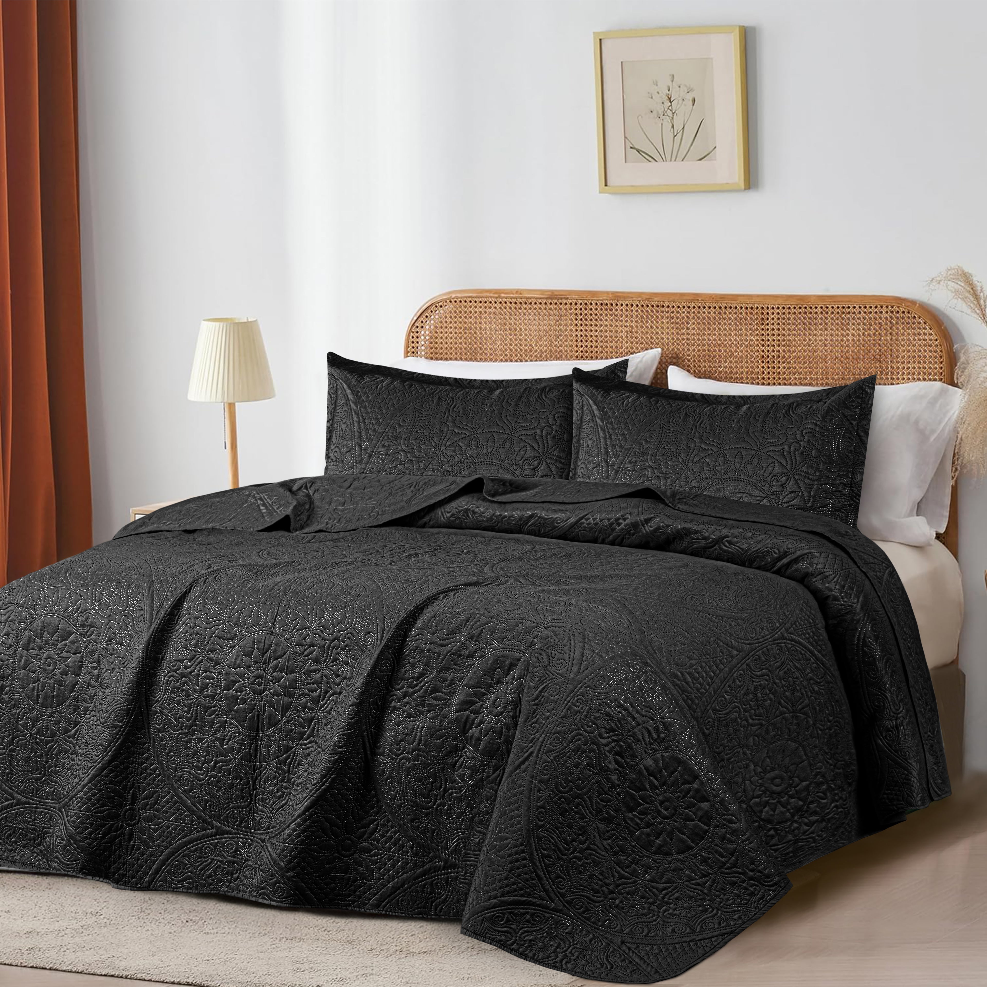 Floral Quilted Microfiber Bedspread