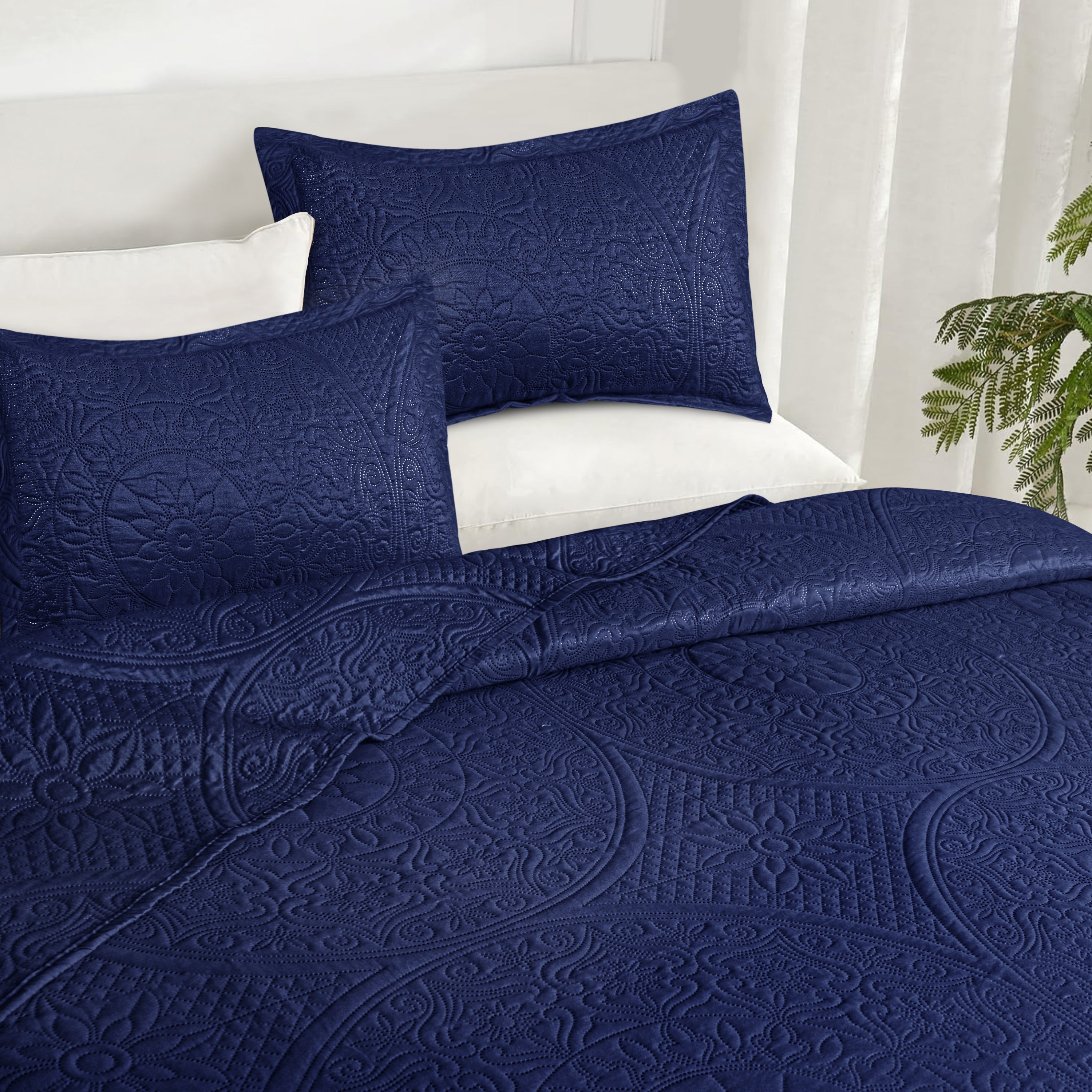 Floral Quilted Microfiber Bedspread