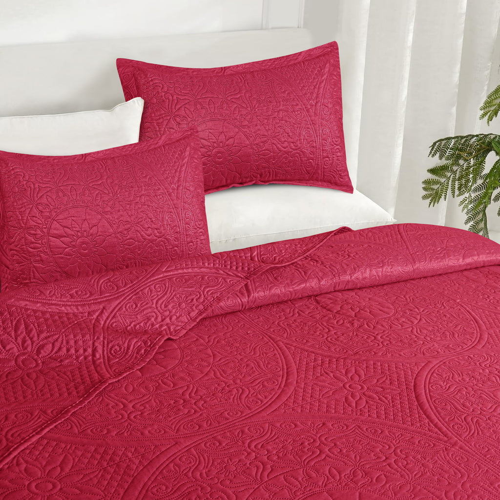 Floral Quilted Microfiber Bedspread