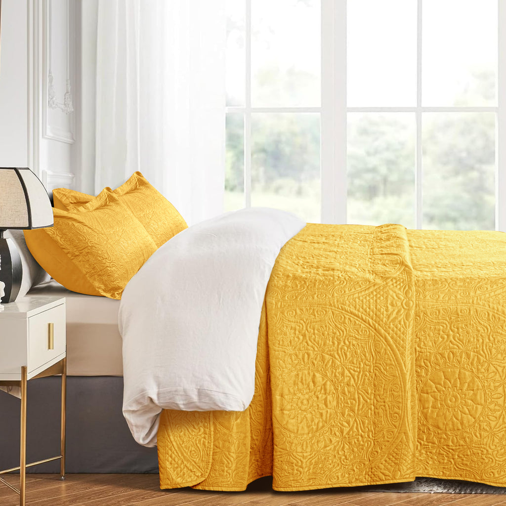 Floral Quilted Microfiber Bedspread