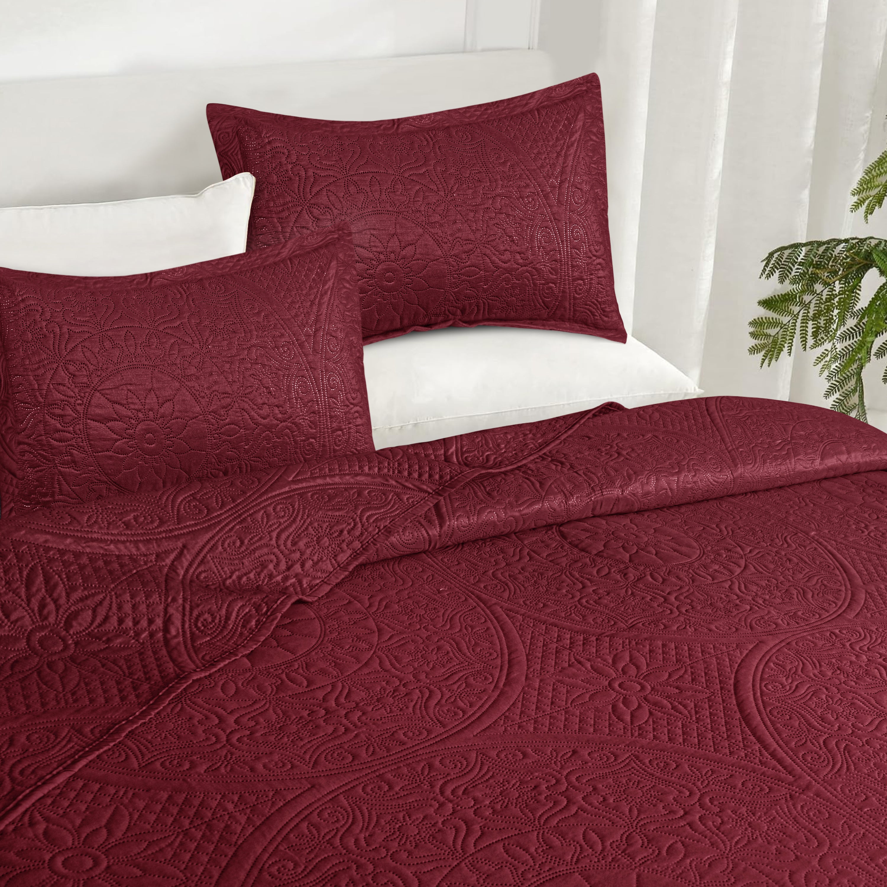Floral Quilted Microfiber Bedspread
