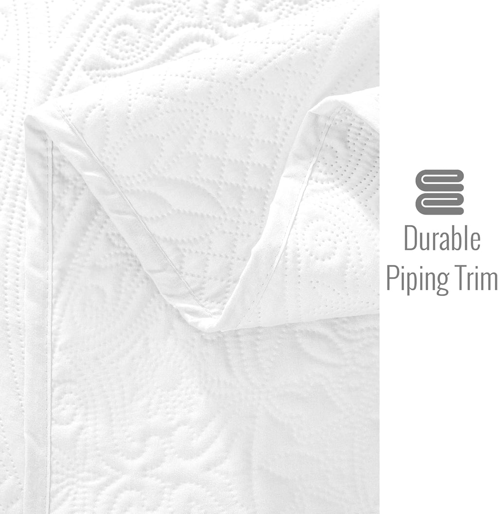 Twin Quilt Set - Lightweight Microfiber Twin Size Summer Bedspread - Modern Style Coin Pattern Soft Ultrasonic Coverlet Quilts Bedding Set for All Season, 2 Piece (1 Quilt, 1 Pillow Sham)