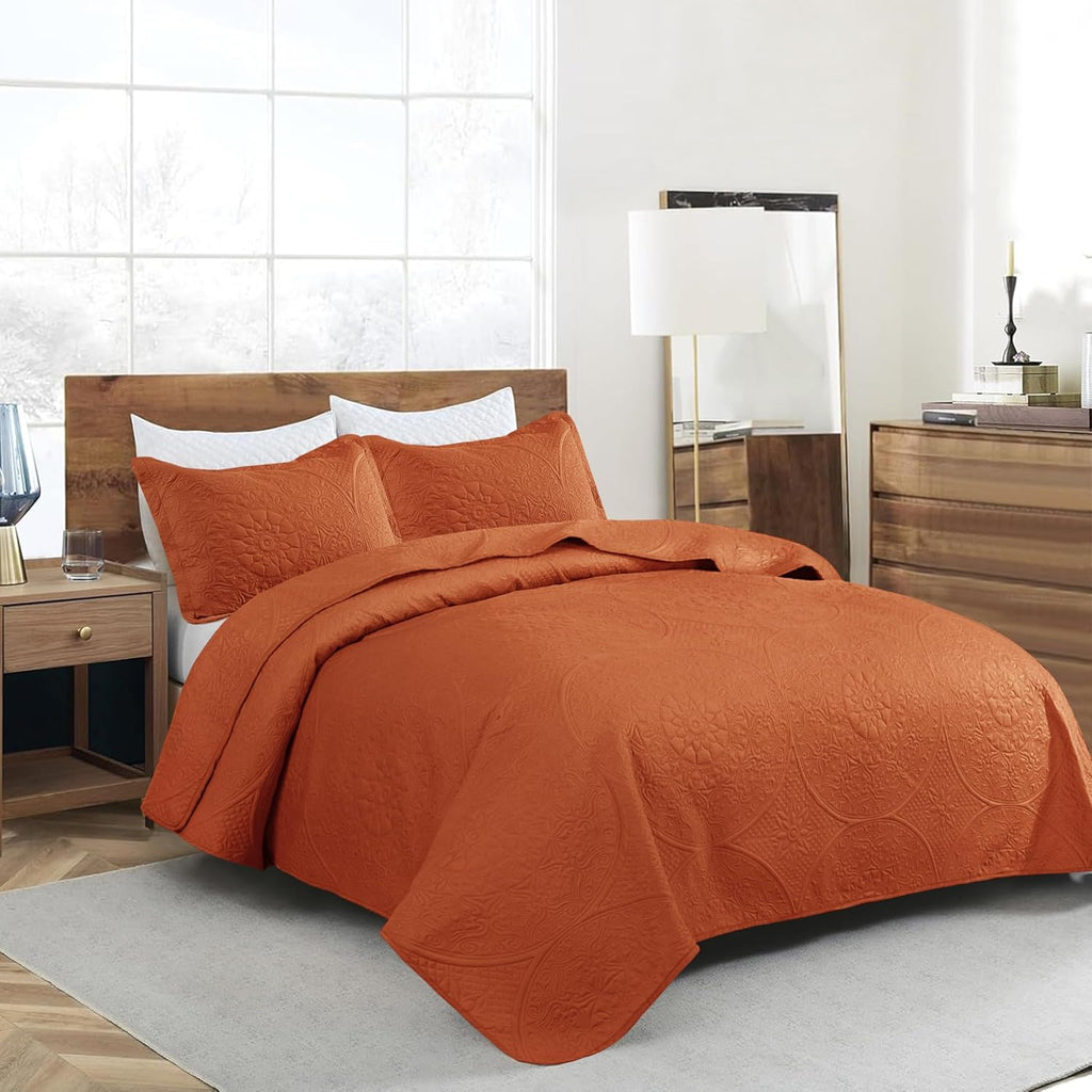 Twin Quilt Set - Lightweight Microfiber Twin Size Summer Bedspread - Modern Style Coin Pattern Soft Ultrasonic Coverlet Quilts Bedding Set for All Season, 2 Piece (1 Quilt, 1 Pillow Sham)