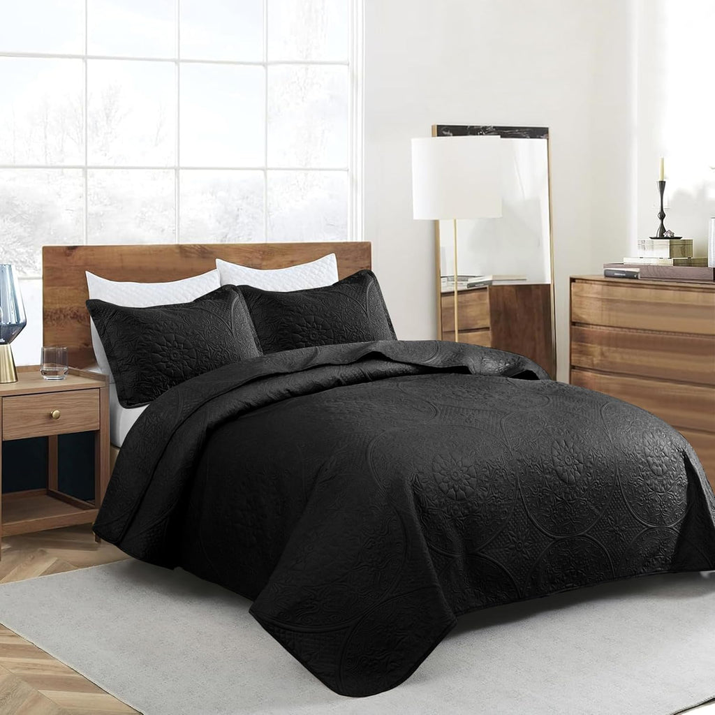 Twin Quilt Set - Lightweight Microfiber Twin Size Summer Bedspread - Modern Style Coin Pattern Soft Ultrasonic Coverlet Quilts Bedding Set for All Season, 2 Piece (1 Quilt, 1 Pillow Sham)