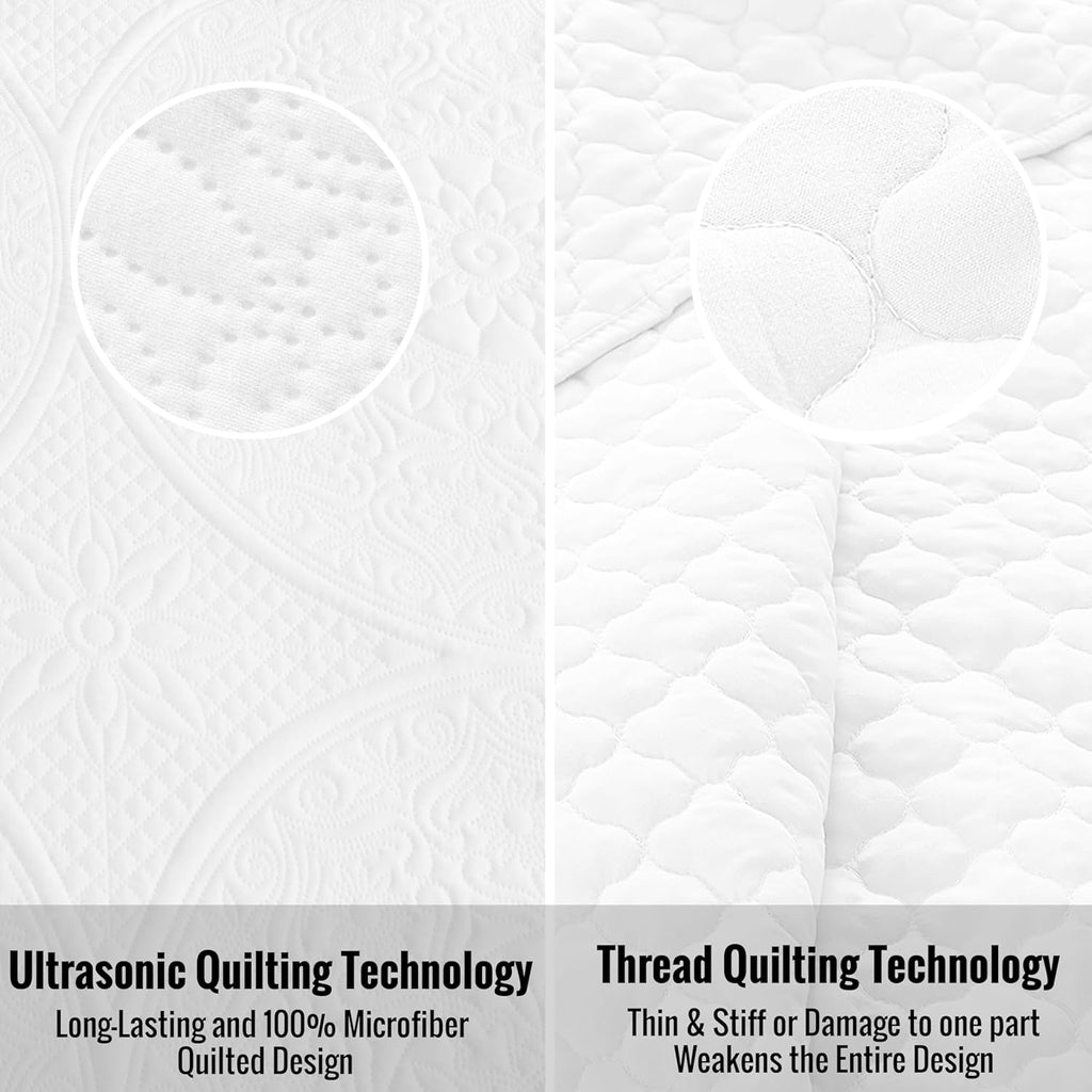 Twin Quilt Set - Lightweight Microfiber Twin Size Summer Bedspread - Modern Style Coin Pattern Soft Ultrasonic Coverlet Quilts Bedding Set for All Season, 2 Piece (1 Quilt, 1 Pillow Sham)