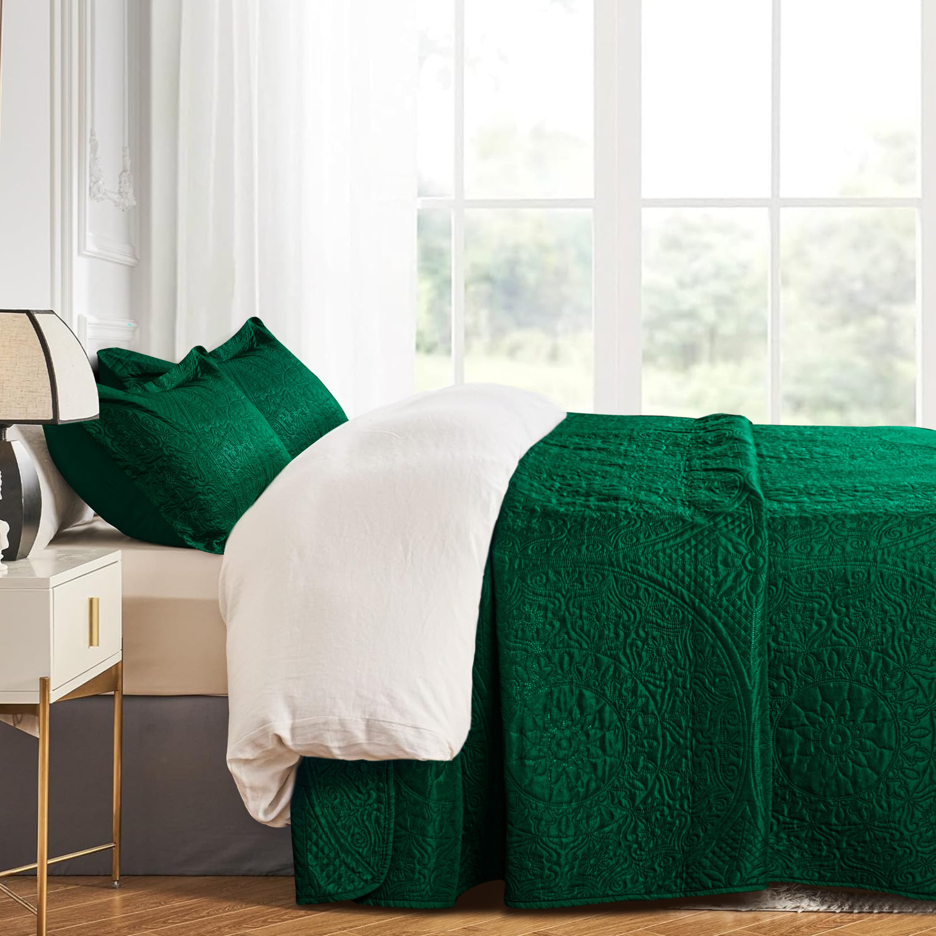 Floral Quilted Microfiber Bedspread