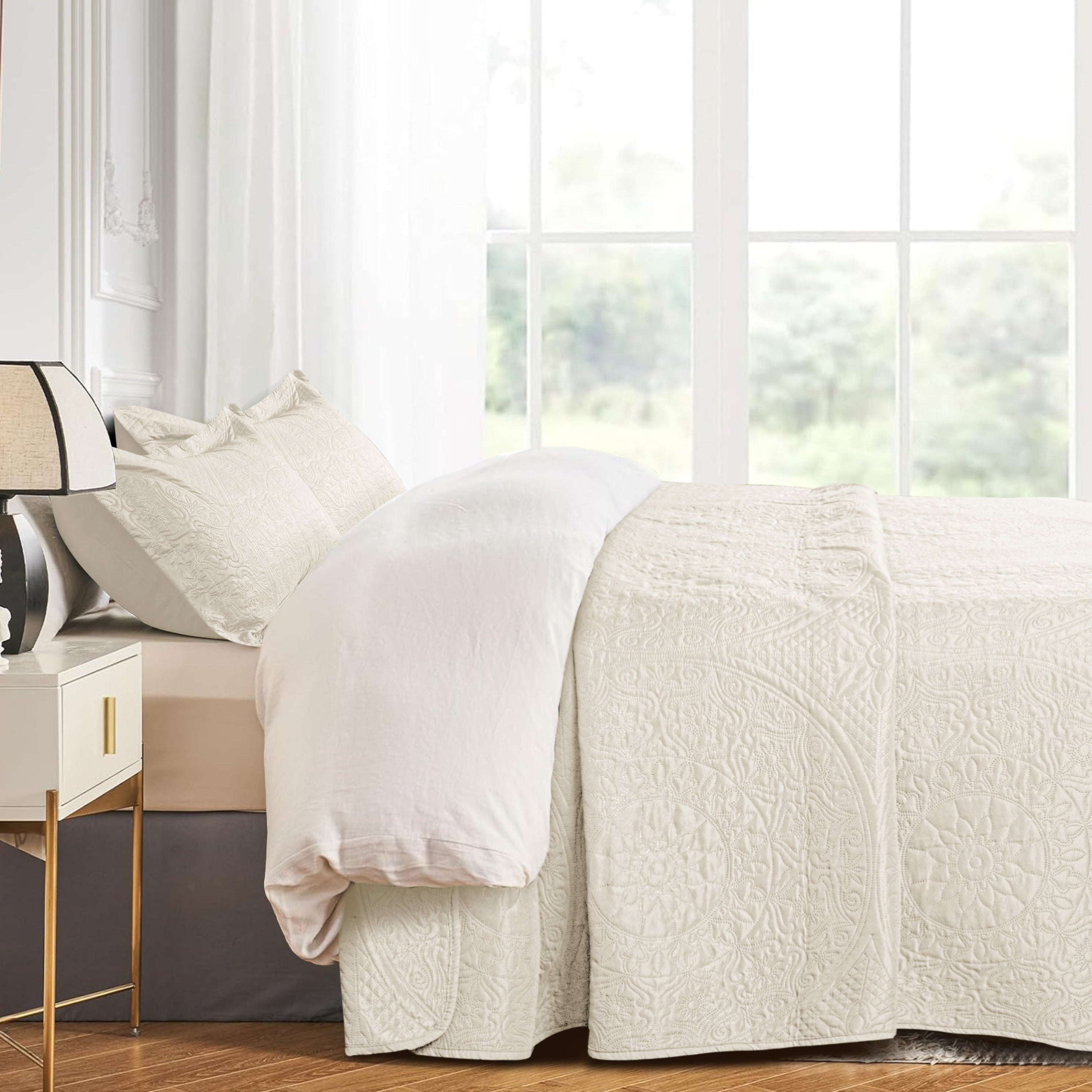 Floral Quilted Microfiber Bedspread
