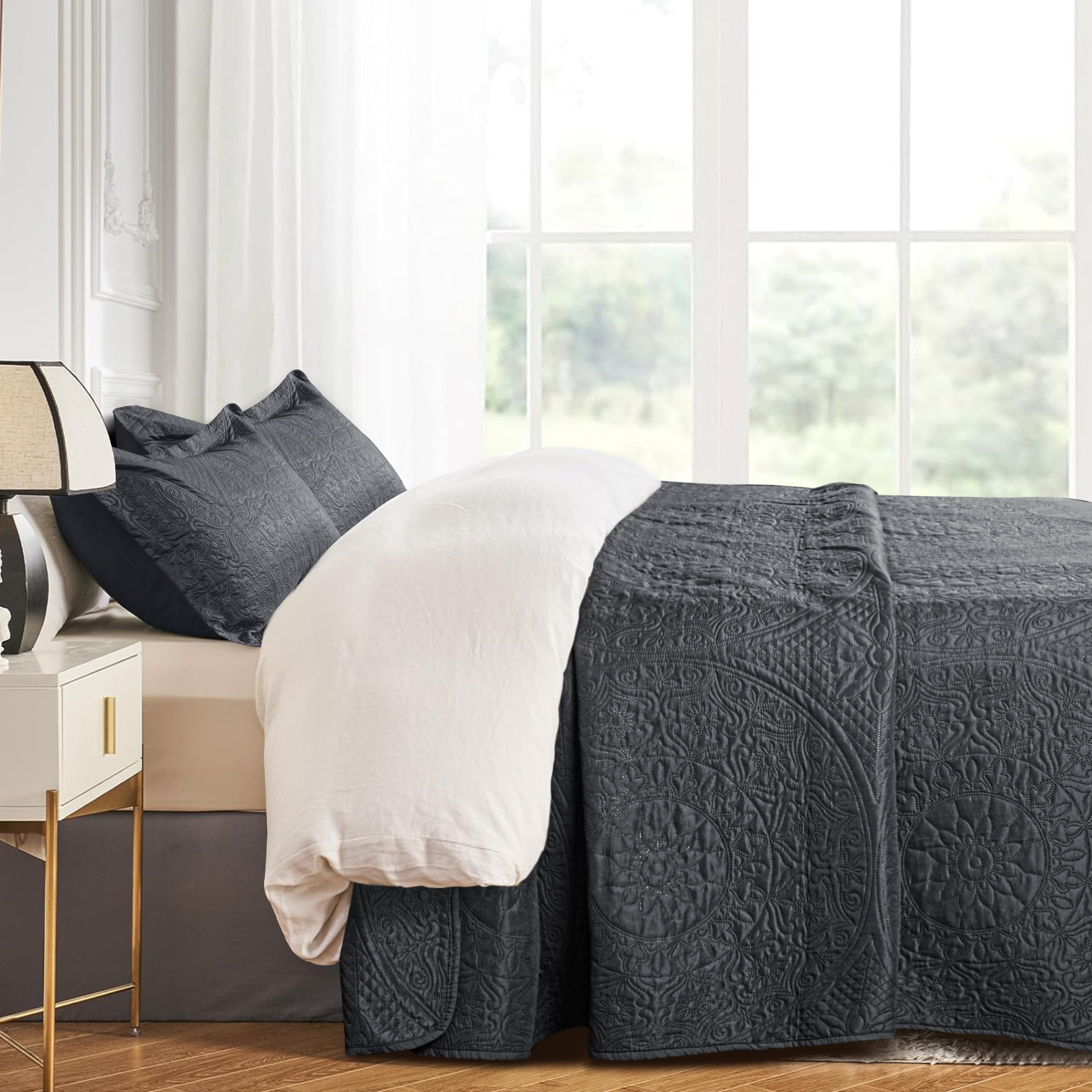 Floral Quilted Microfiber Bedspread