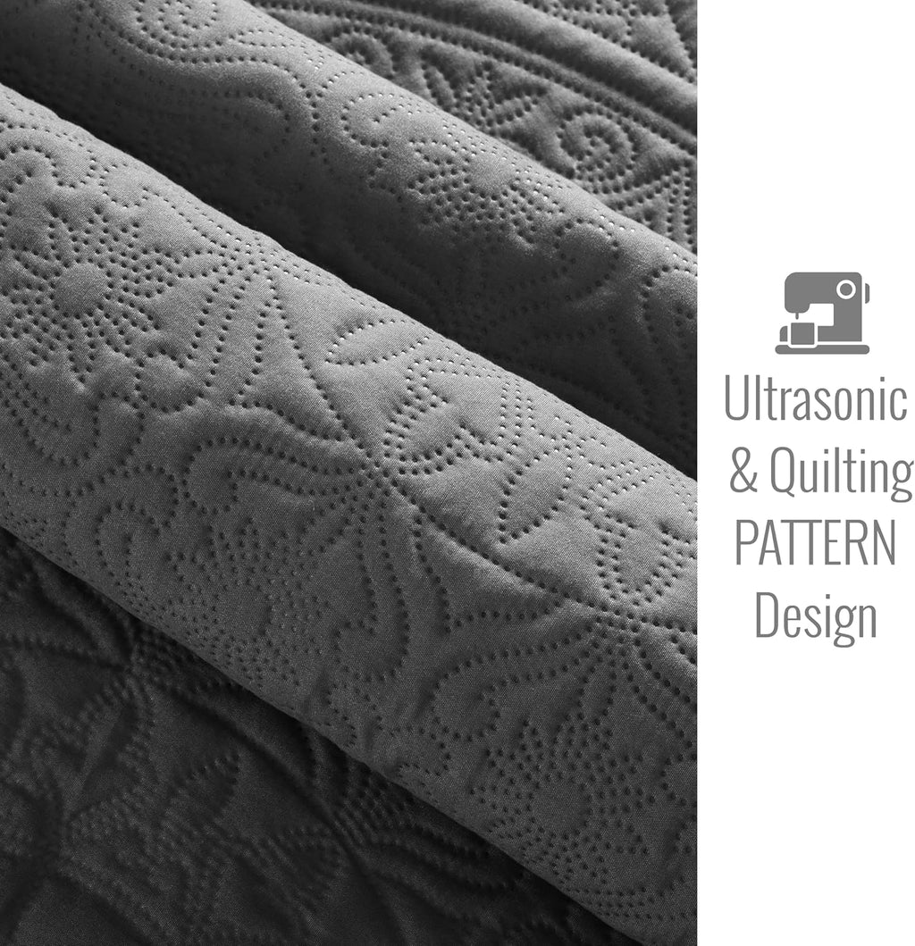 Twin Quilt Set - Lightweight Microfiber Twin Size Summer Bedspread - Modern Style Coin Pattern Soft Ultrasonic Coverlet Quilts Bedding Set for All Season, 2 Piece (1 Quilt, 1 Pillow Sham)