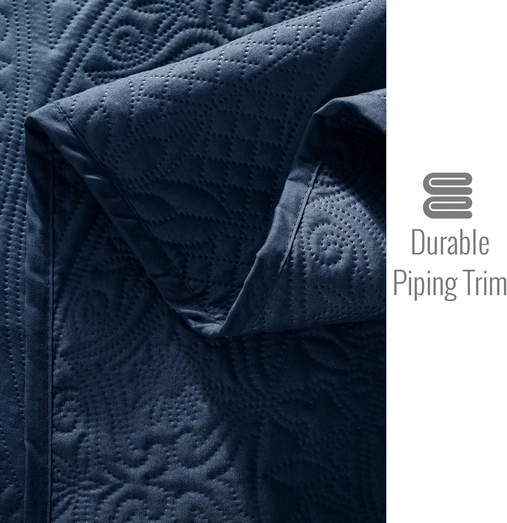 Twin Quilt Set - Lightweight Microfiber Twin Size Summer Bedspread - Modern Style Coin Pattern Soft Ultrasonic Coverlet Quilts Bedding Set for All Season, 2 Piece (1 Quilt, 1 Pillow Sham)