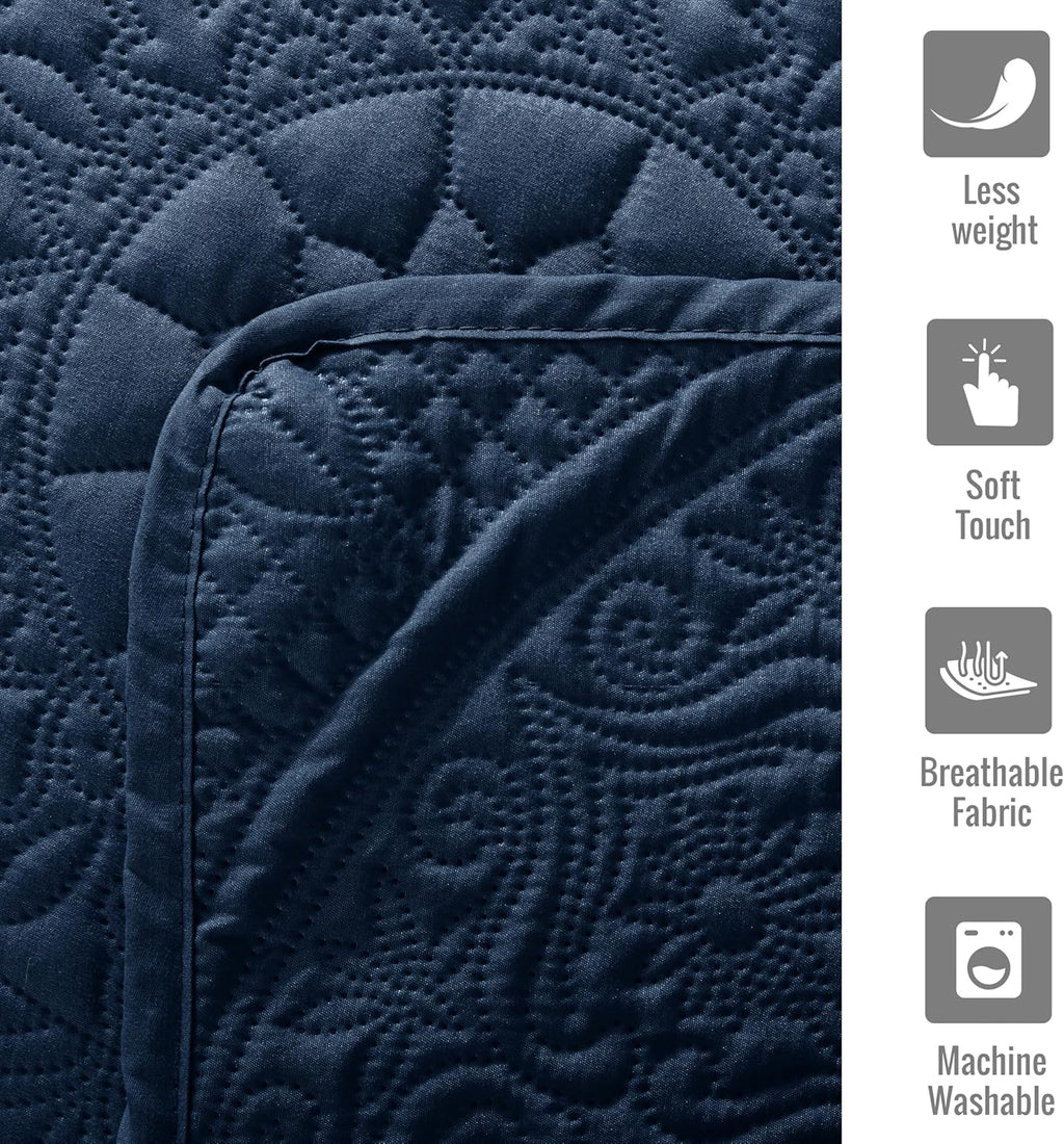 Twin Quilt Set - Lightweight Microfiber Twin Size Summer Bedspread - Modern Style Coin Pattern Soft Ultrasonic Coverlet Quilts Bedding Set for All Season, 2 Piece (1 Quilt, 1 Pillow Sham)