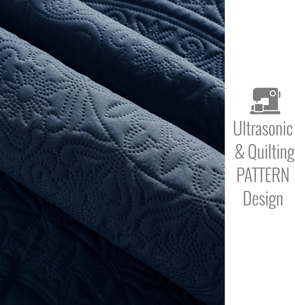 Twin Quilt Set - Lightweight Microfiber Twin Size Summer Bedspread - Modern Style Coin Pattern Soft Ultrasonic Coverlet Quilts Bedding Set for All Season, 2 Piece (1 Quilt, 1 Pillow Sham)