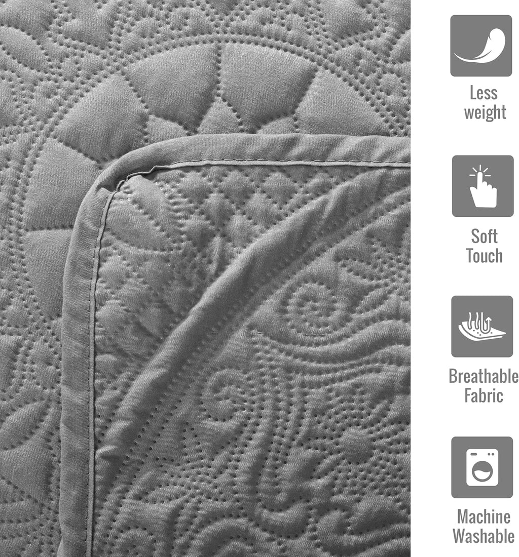 Twin Quilt Set - Lightweight Microfiber Twin Size Summer Bedspread - Modern Style Coin Pattern Soft Ultrasonic Coverlet Quilts Bedding Set for All Season, 2 Piece (1 Quilt, 1 Pillow Sham)