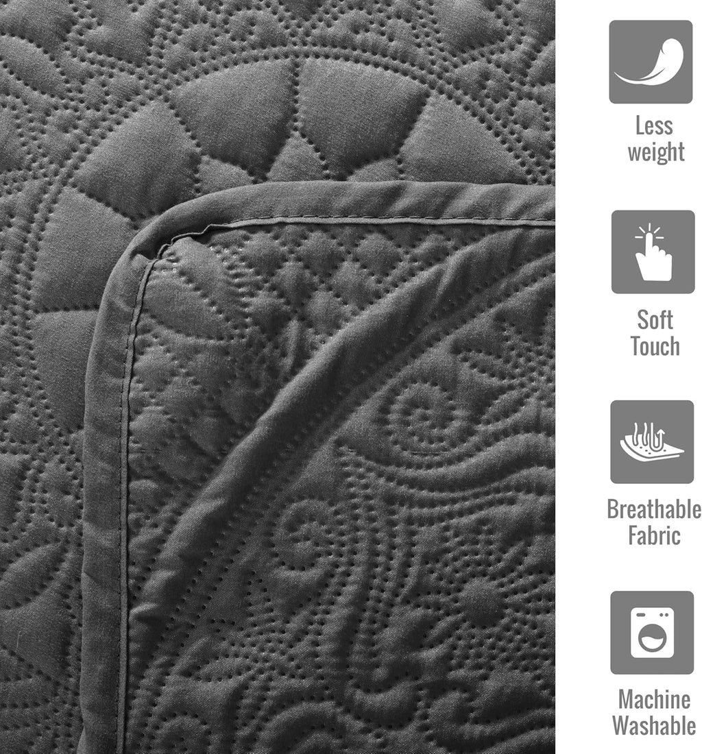 Twin Quilt Set - Lightweight Microfiber Twin Size Summer Bedspread - Modern Style Coin Pattern Soft Ultrasonic Coverlet Quilts Bedding Set for All Season, 2 Piece (1 Quilt, 1 Pillow Sham)