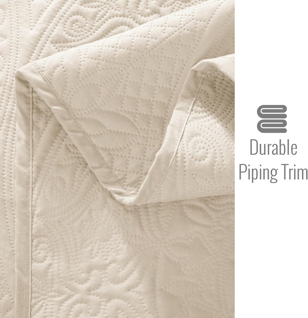 Twin Quilt Set - Lightweight Microfiber Twin Size Summer Bedspread - Modern Style Coin Pattern Soft Ultrasonic Coverlet Quilts Bedding Set for All Season, 2 Piece (1 Quilt, 1 Pillow Sham)