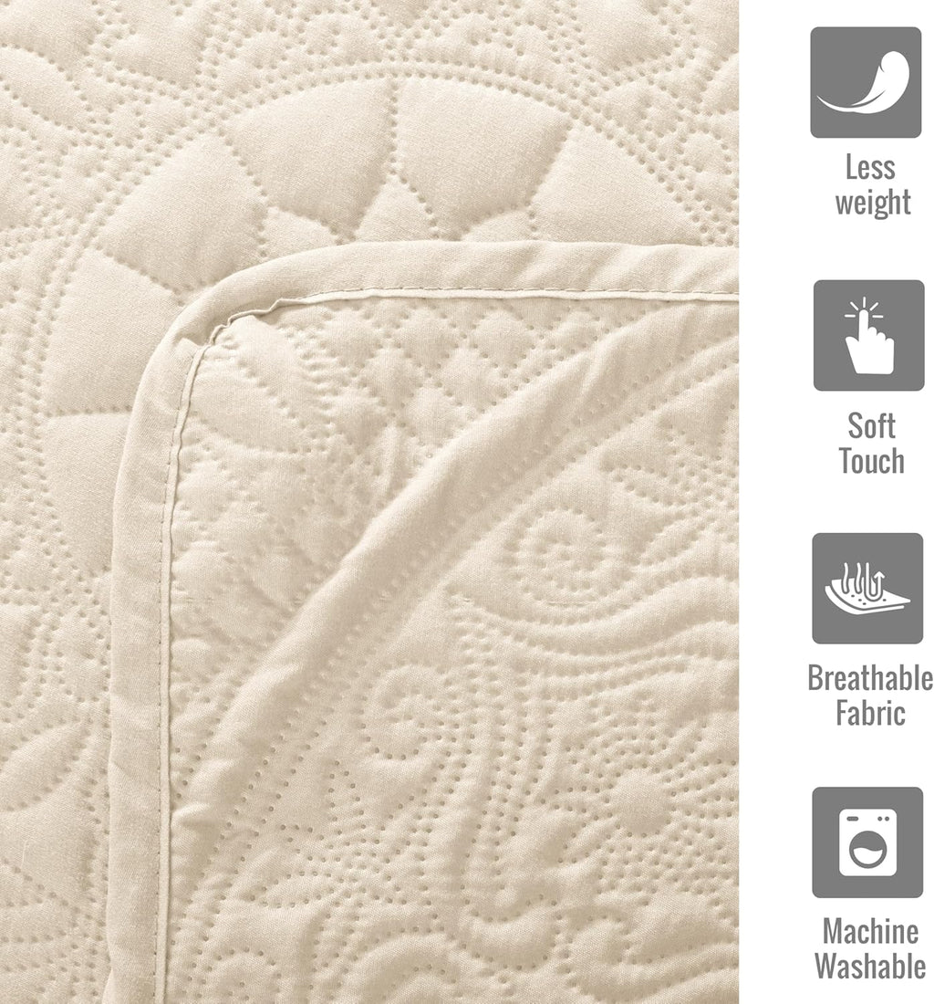 Twin Quilt Set - Lightweight Microfiber Twin Size Summer Bedspread - Modern Style Coin Pattern Soft Ultrasonic Coverlet Quilts Bedding Set for All Season, 2 Piece (1 Quilt, 1 Pillow Sham)