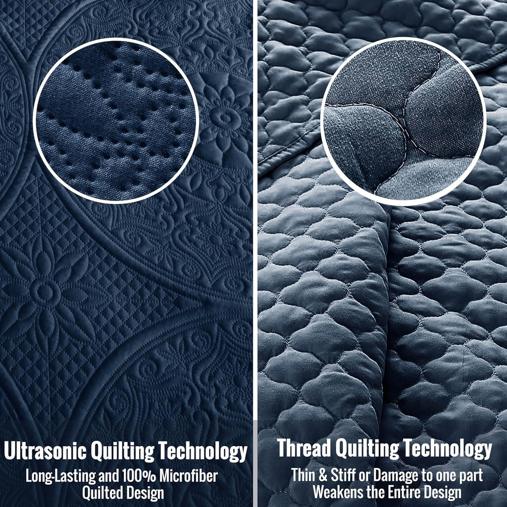 Twin Quilt Set - Lightweight Microfiber Twin Size Summer Bedspread - Modern Style Coin Pattern Soft Ultrasonic Coverlet Quilts Bedding Set for All Season, 2 Piece (1 Quilt, 1 Pillow Sham)