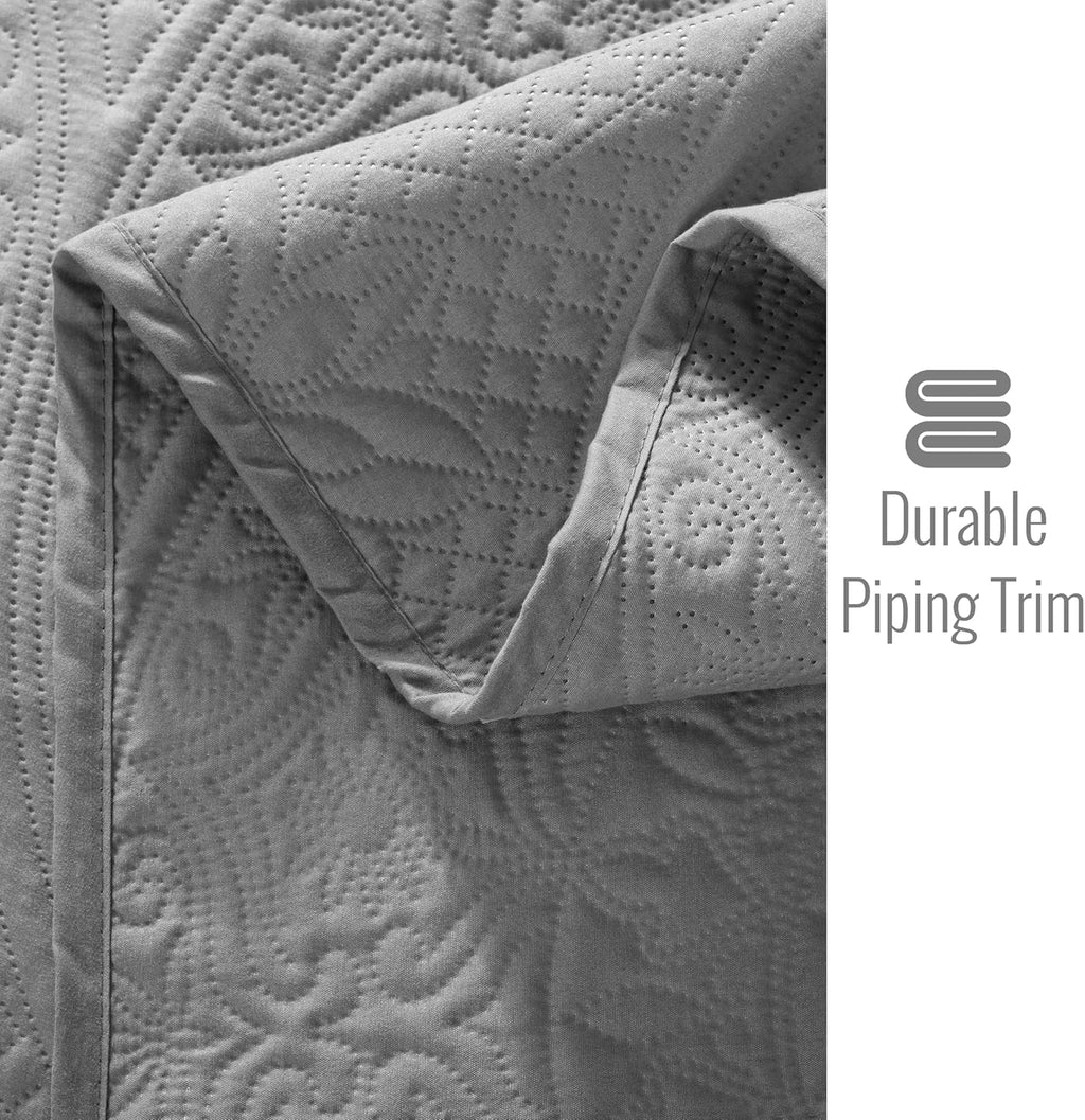 Twin Quilt Set - Lightweight Microfiber Twin Size Summer Bedspread - Modern Style Coin Pattern Soft Ultrasonic Coverlet Quilts Bedding Set for All Season, 2 Piece (1 Quilt, 1 Pillow Sham)