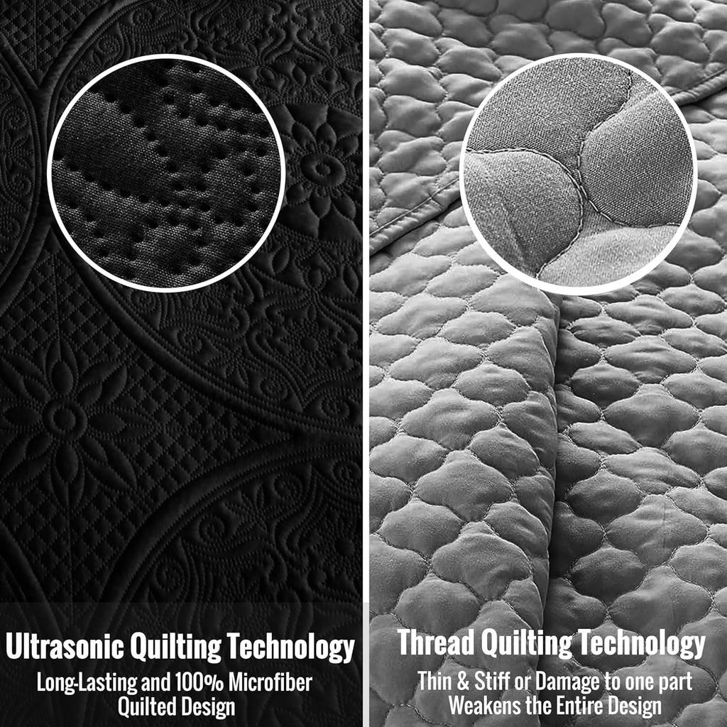 Twin Quilt Set - Lightweight Microfiber Twin Size Summer Bedspread - Modern Style Coin Pattern Soft Ultrasonic Coverlet Quilts Bedding Set for All Season, 2 Piece (1 Quilt, 1 Pillow Sham)