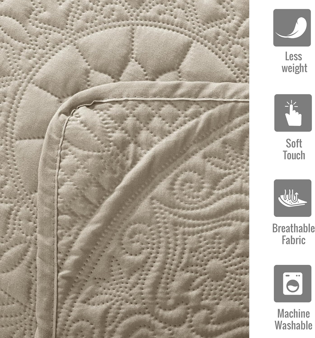 Twin Quilt Set - Lightweight Microfiber Twin Size Summer Bedspread - Modern Style Coin Pattern Soft Ultrasonic Coverlet Quilts Bedding Set for All Season, 2 Piece (1 Quilt, 1 Pillow Sham)