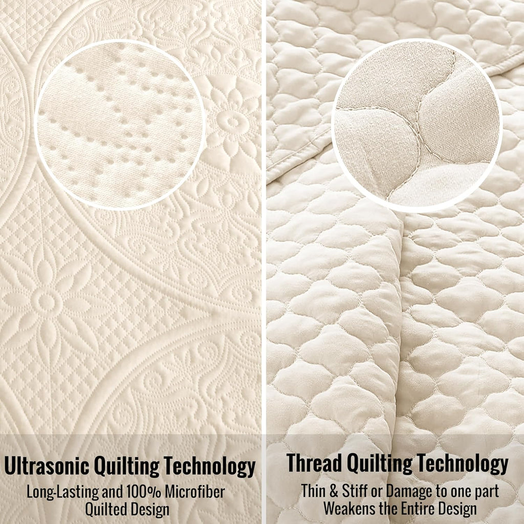 Twin Quilt Set - Lightweight Microfiber Twin Size Summer Bedspread - Modern Style Coin Pattern Soft Ultrasonic Coverlet Quilts Bedding Set for All Season, 2 Piece (1 Quilt, 1 Pillow Sham)