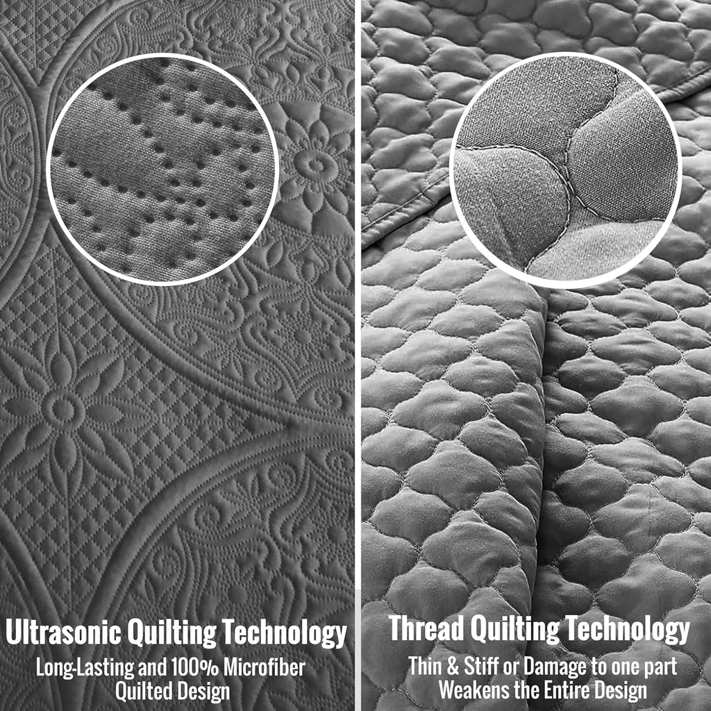 Twin Quilt Set - Lightweight Microfiber Twin Size Summer Bedspread - Modern Style Coin Pattern Soft Ultrasonic Coverlet Quilts Bedding Set for All Season, 2 Piece (1 Quilt, 1 Pillow Sham)