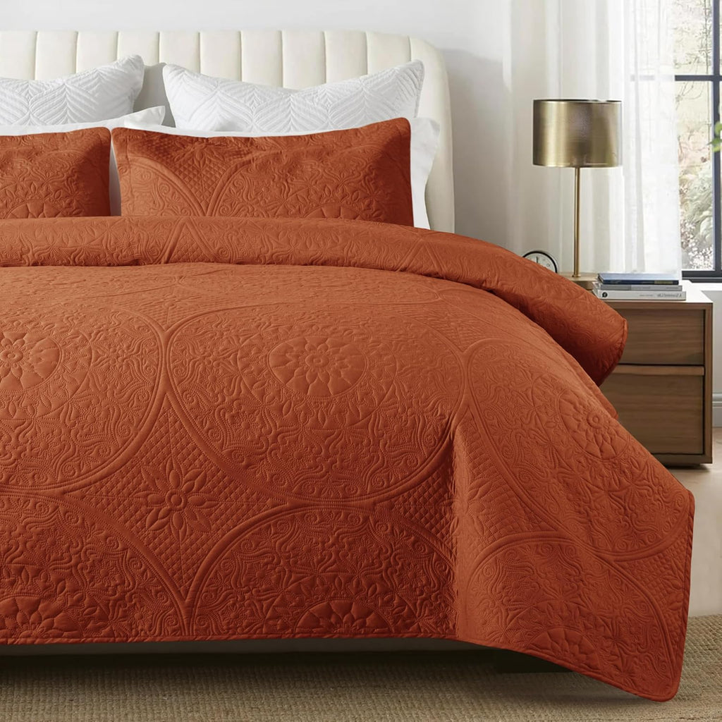 Twin Quilt Set - Lightweight Microfiber Twin Size Summer Bedspread - Modern Style Coin Pattern Soft Ultrasonic Coverlet Quilts Bedding Set for All Season, 2 Piece (1 Quilt, 1 Pillow Sham)