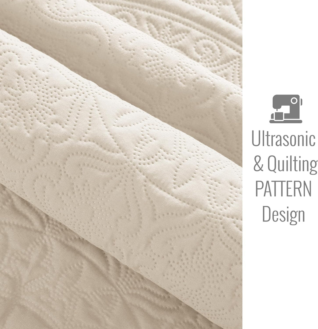 Twin Quilt Set - Lightweight Microfiber Twin Size Summer Bedspread - Modern Style Coin Pattern Soft Ultrasonic Coverlet Quilts Bedding Set for All Season, 2 Piece (1 Quilt, 1 Pillow Sham)