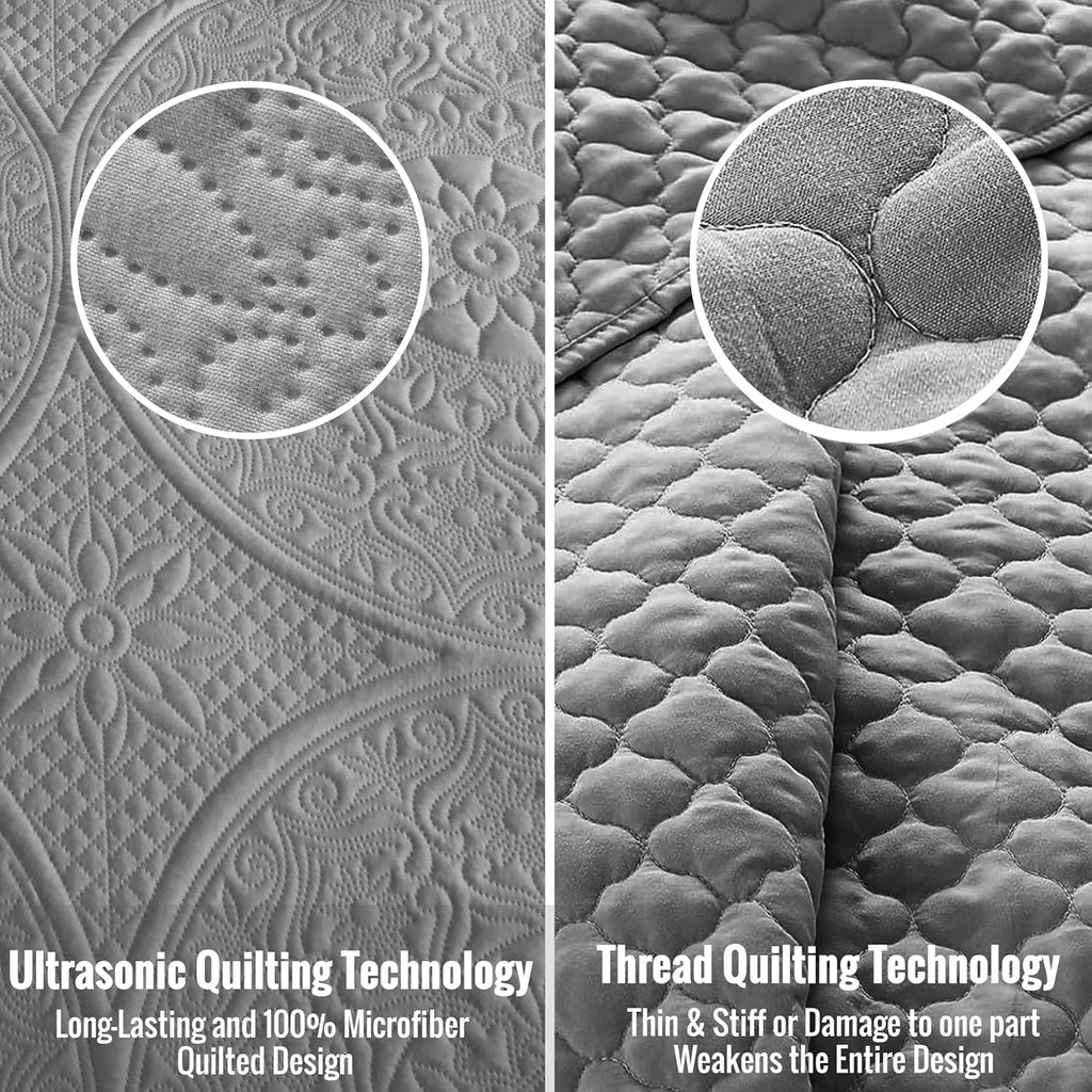 Twin Quilt Set - Lightweight Microfiber Twin Size Summer Bedspread - Modern Style Coin Pattern Soft Ultrasonic Coverlet Quilts Bedding Set for All Season, 2 Piece (1 Quilt, 1 Pillow Sham)