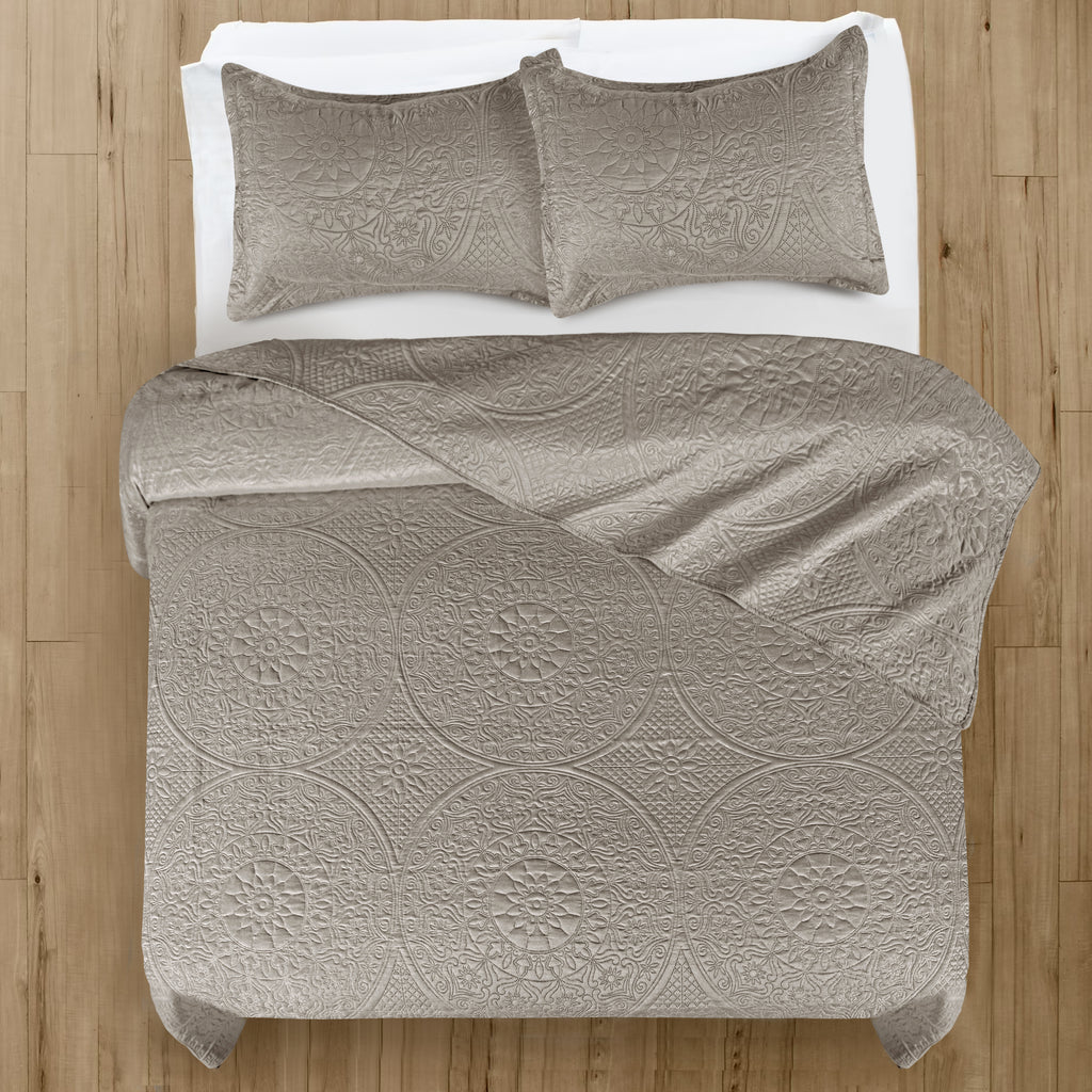Floral Quilted Microfiber Bedspread