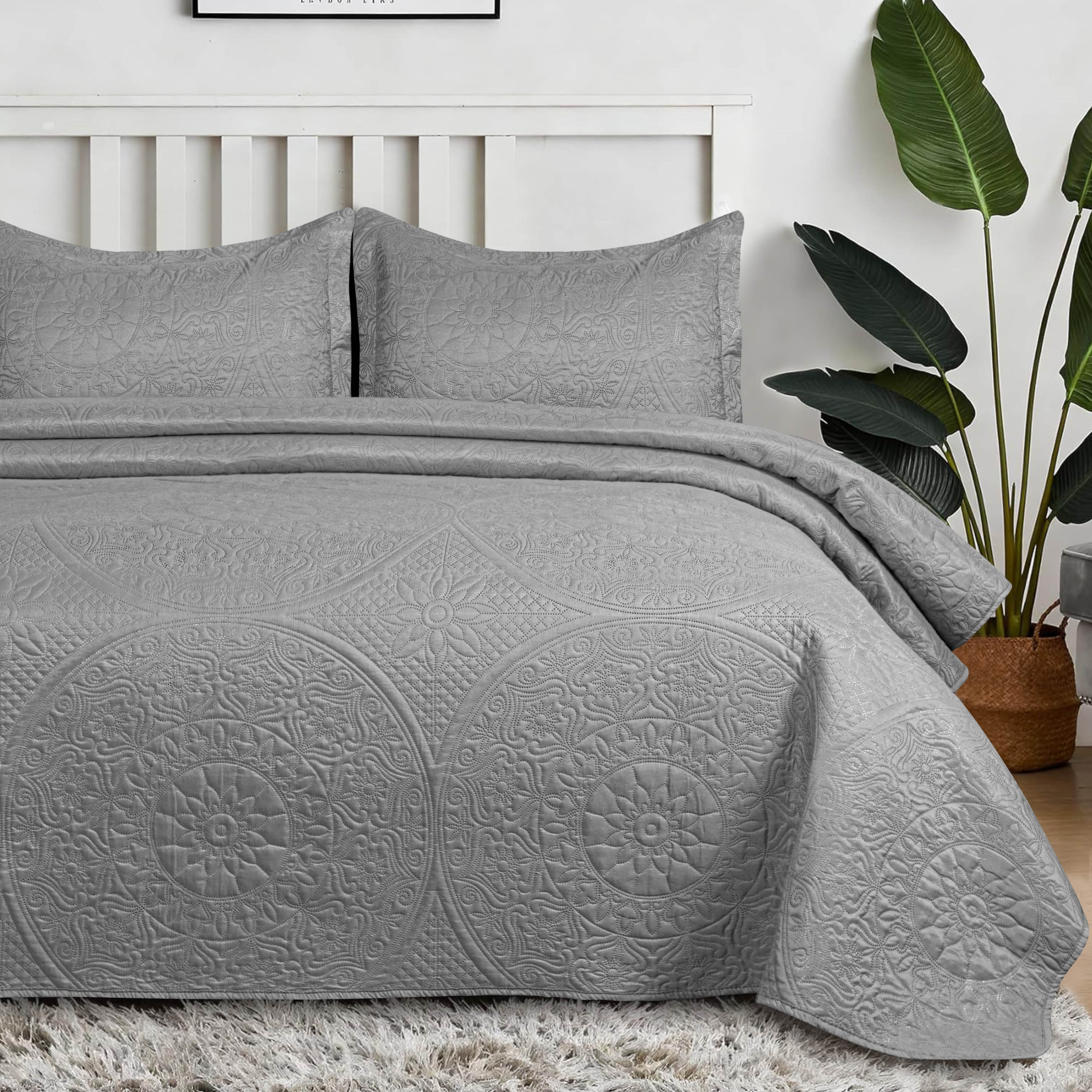 Floral Quilted Microfiber Bedspread