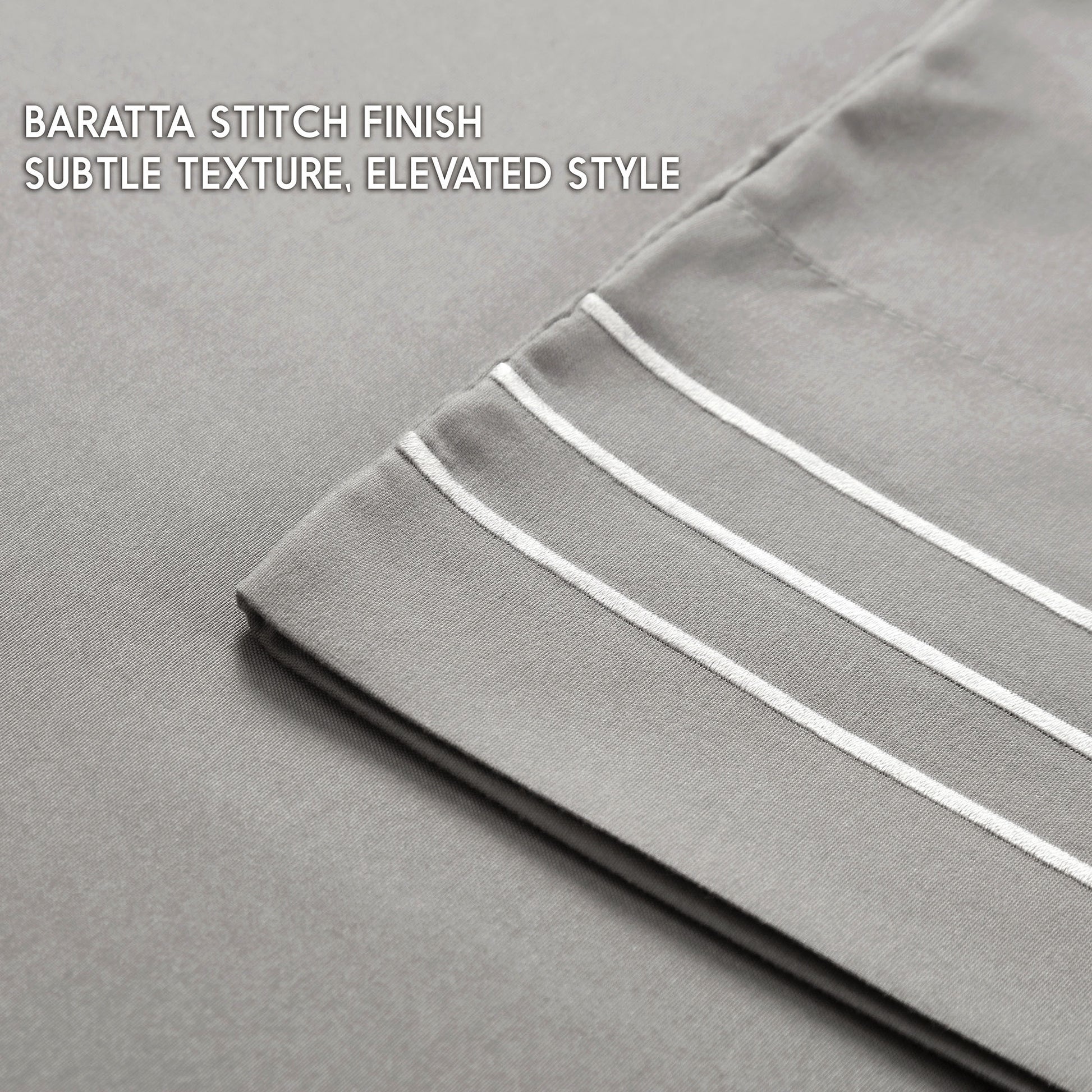 Premium Full Size Sheet Set – 6 Piece Set: 2 Baratta-Stitched Pillowcases, 2 Plain Pillowcases, 1 Deep Pocket Fitted Sheet, 1 Flat Sheet – Breathable, Fade Resistant