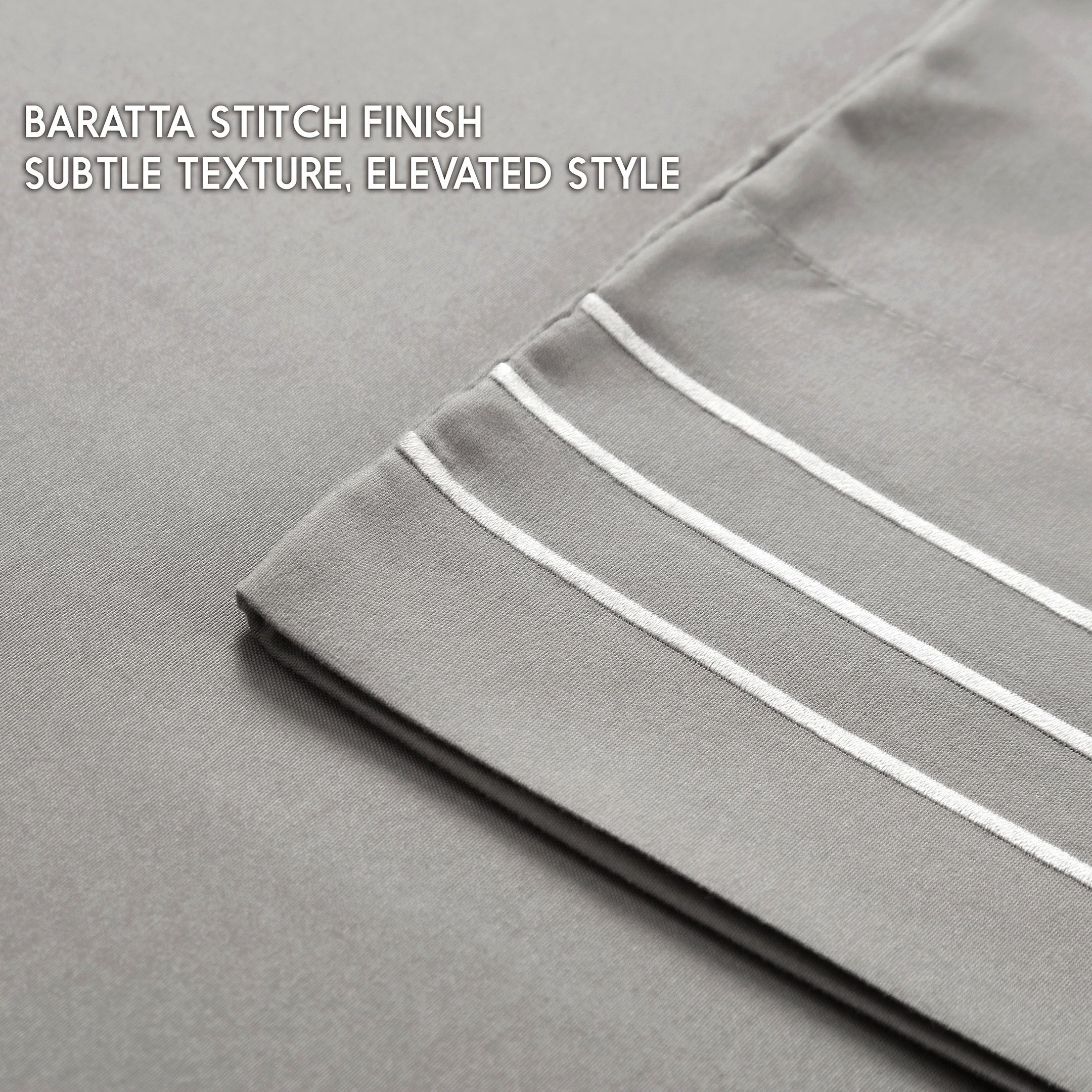 Premium Full Size Sheet Set – 6 Piece Set: 2 Baratta-Stitched Pillowcases, 2 Plain Pillowcases, 1 Deep Pocket Fitted Sheet, 1 Flat Sheet – Breathable, Fade Resistant