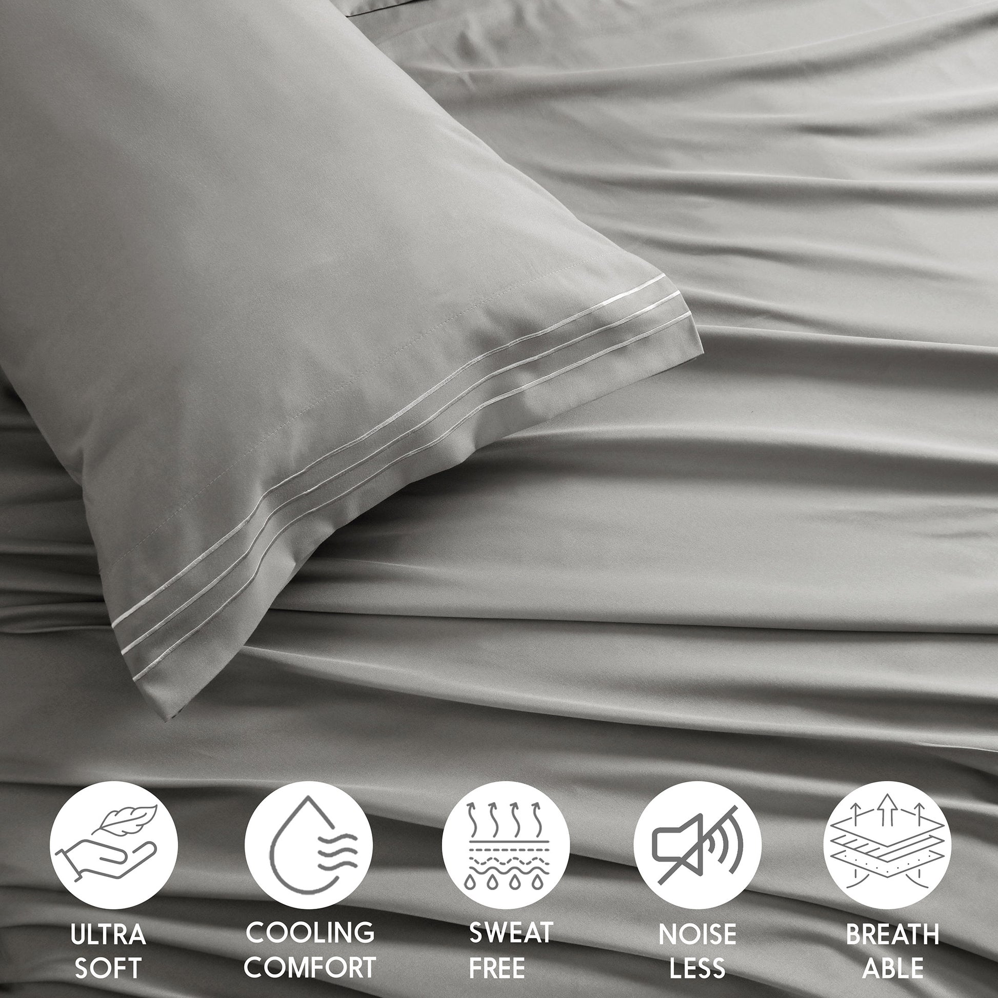 Premium Full Size Sheet Set – 6 Piece Set: 2 Baratta-Stitched Pillowcases, 2 Plain Pillowcases, 1 Deep Pocket Fitted Sheet, 1 Flat Sheet – Breathable, Fade Resistant