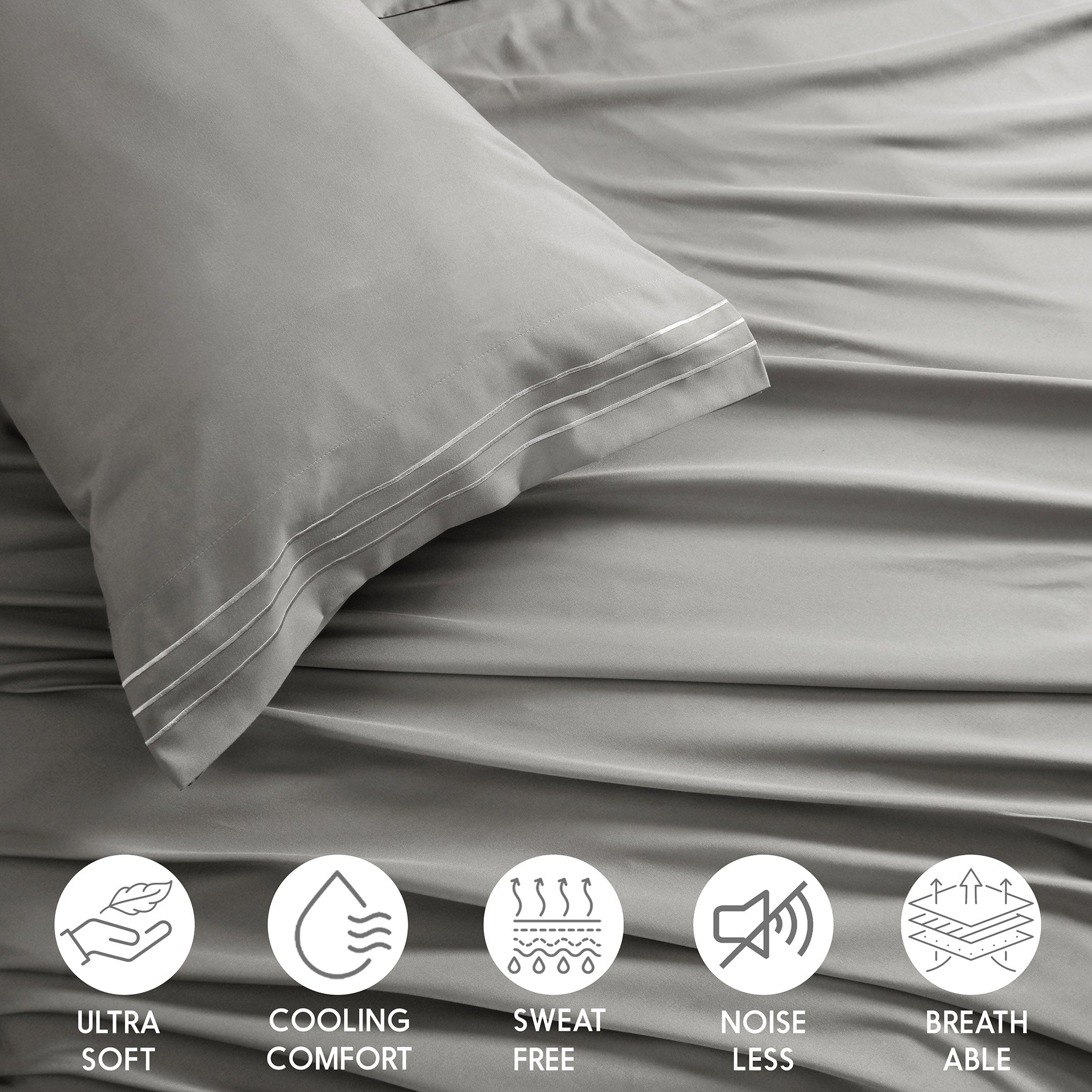 Premium Full Size Sheet Set – 6 Piece Set: 2 Baratta-Stitched Pillowcases, 2 Plain Pillowcases, 1 Deep Pocket Fitted Sheet, 1 Flat Sheet – Breathable, Fade Resistant
