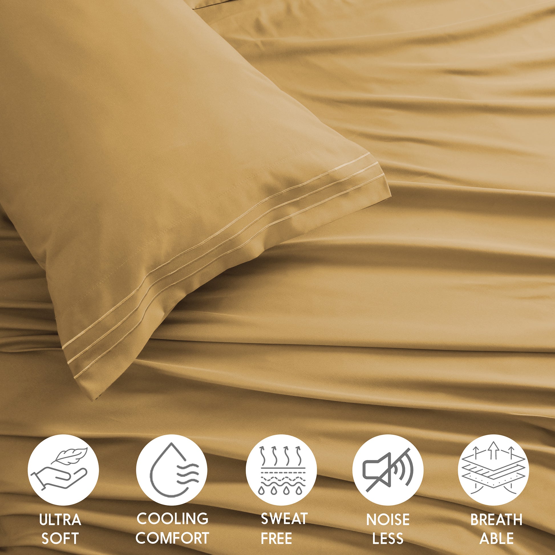Premium Full Size Sheet Set – 6 Piece Set: 2 Baratta-Stitched Pillowcases, 2 Plain Pillowcases, 1 Deep Pocket Fitted Sheet, 1 Flat Sheet – Breathable, Fade Resistant
