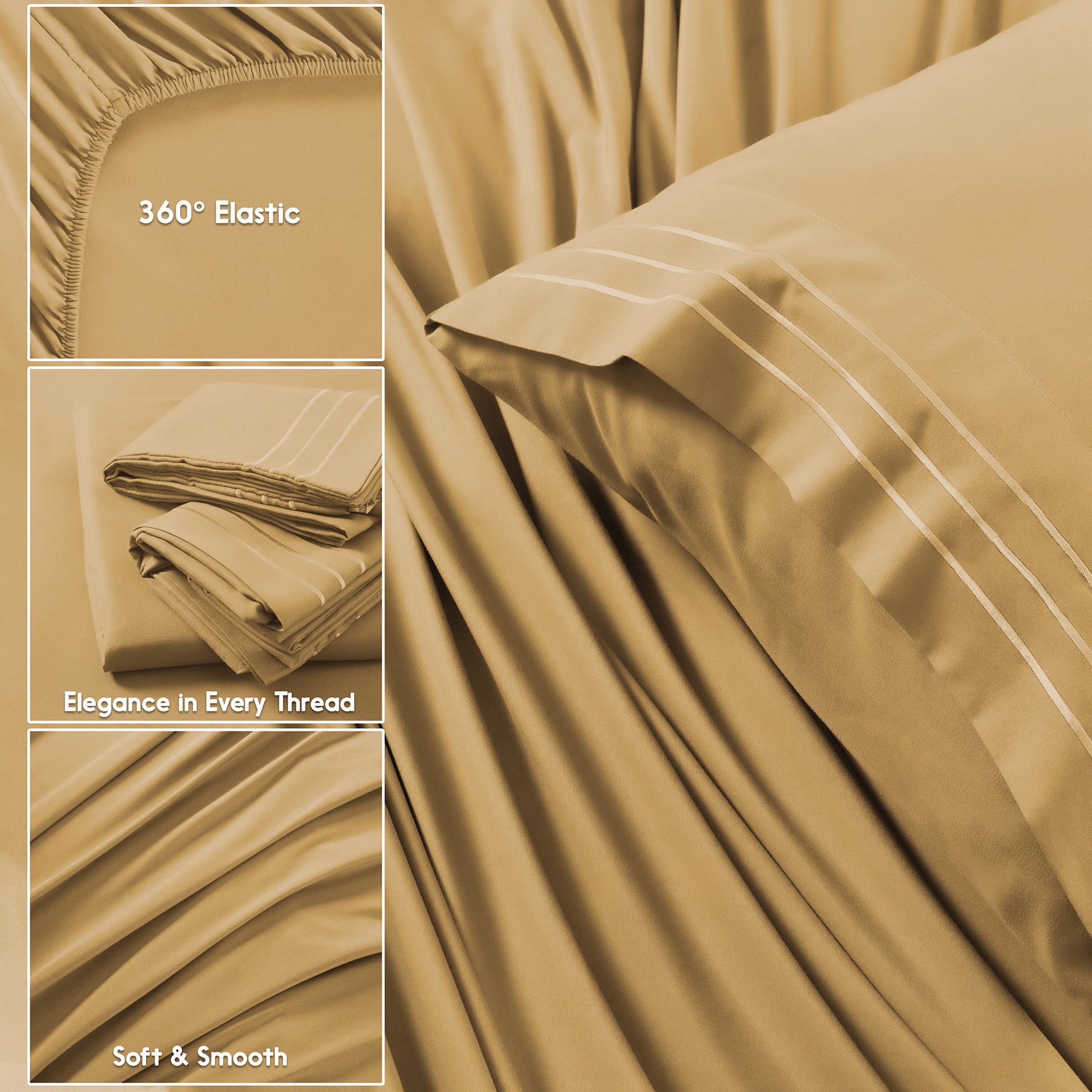 Premium Full Size Sheet Set – 6 Piece Set: 2 Baratta-Stitched Pillowcases, 2 Plain Pillowcases, 1 Deep Pocket Fitted Sheet, 1 Flat Sheet – Breathable, Fade Resistant