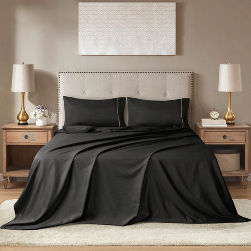 Barrata Stitch Cotton Sateen Sheet set Black
