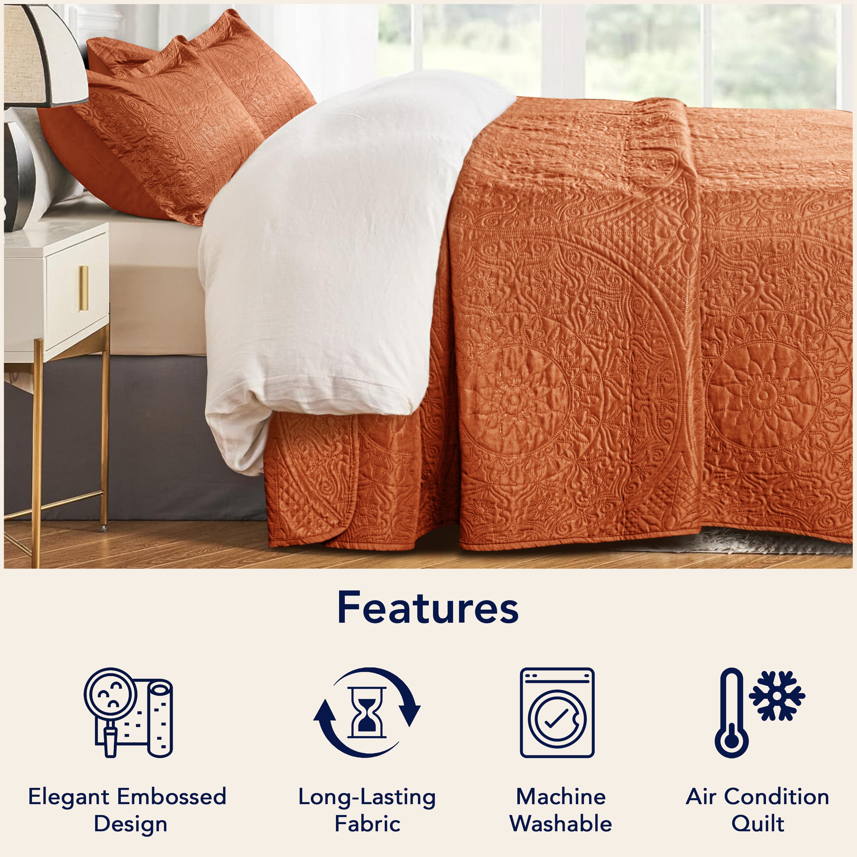 Floral Quilted Microfiber Bedspread