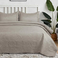Floral Quilted Bedspread Set Beige